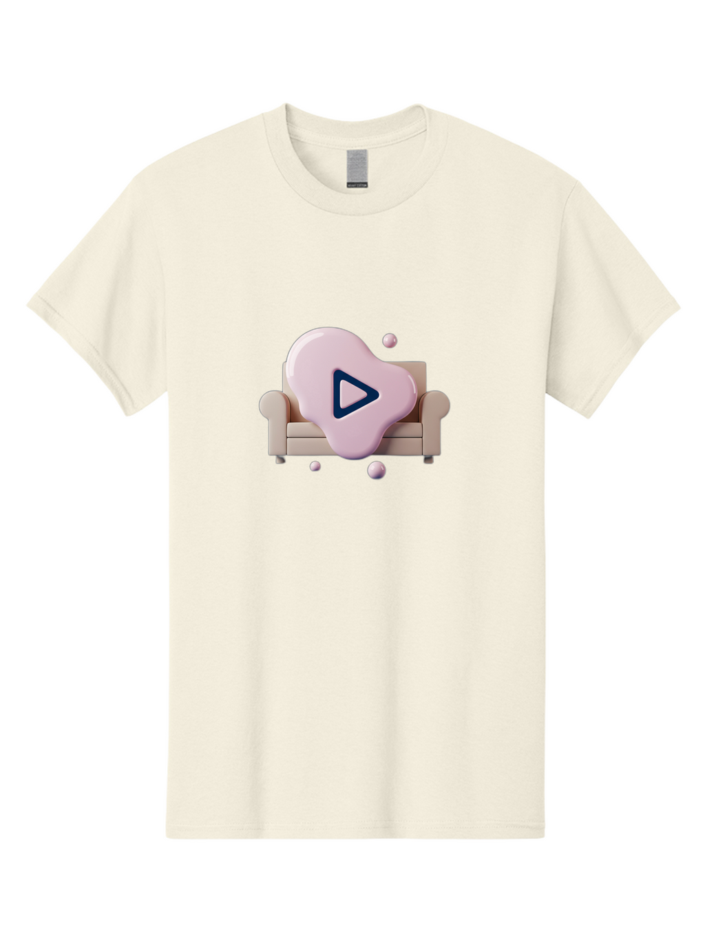 Play-Button-1 Men'S Graphic Tee, 100% Cotton, Comfortable Casual Summer Wear, Machine Washable, Play Button Icon, 3D Rendering, White Couch, Floating Spheres, Modern Design, Digital Media, Interactive Elements, Play Symbol, User Interface Bac323
