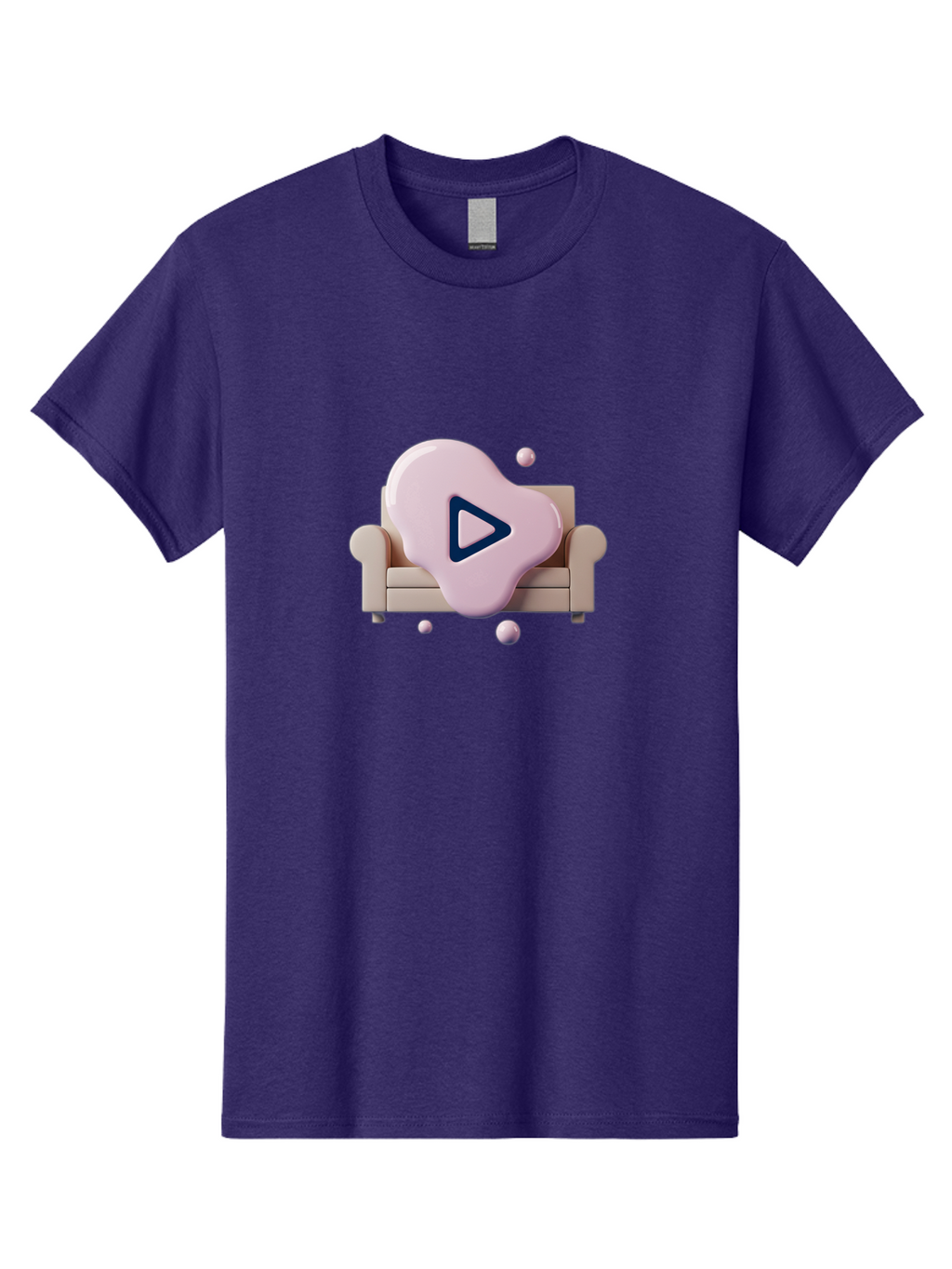 Play-Button-1 Men'S Graphic Tee, 100% Cotton, Comfortable Casual Summer Wear, Machine Washable, Play Button Icon, 3D Rendering, White Couch, Floating Spheres, Modern Design, Digital Media, Interactive Elements, Play Symbol, User Interface Bac323