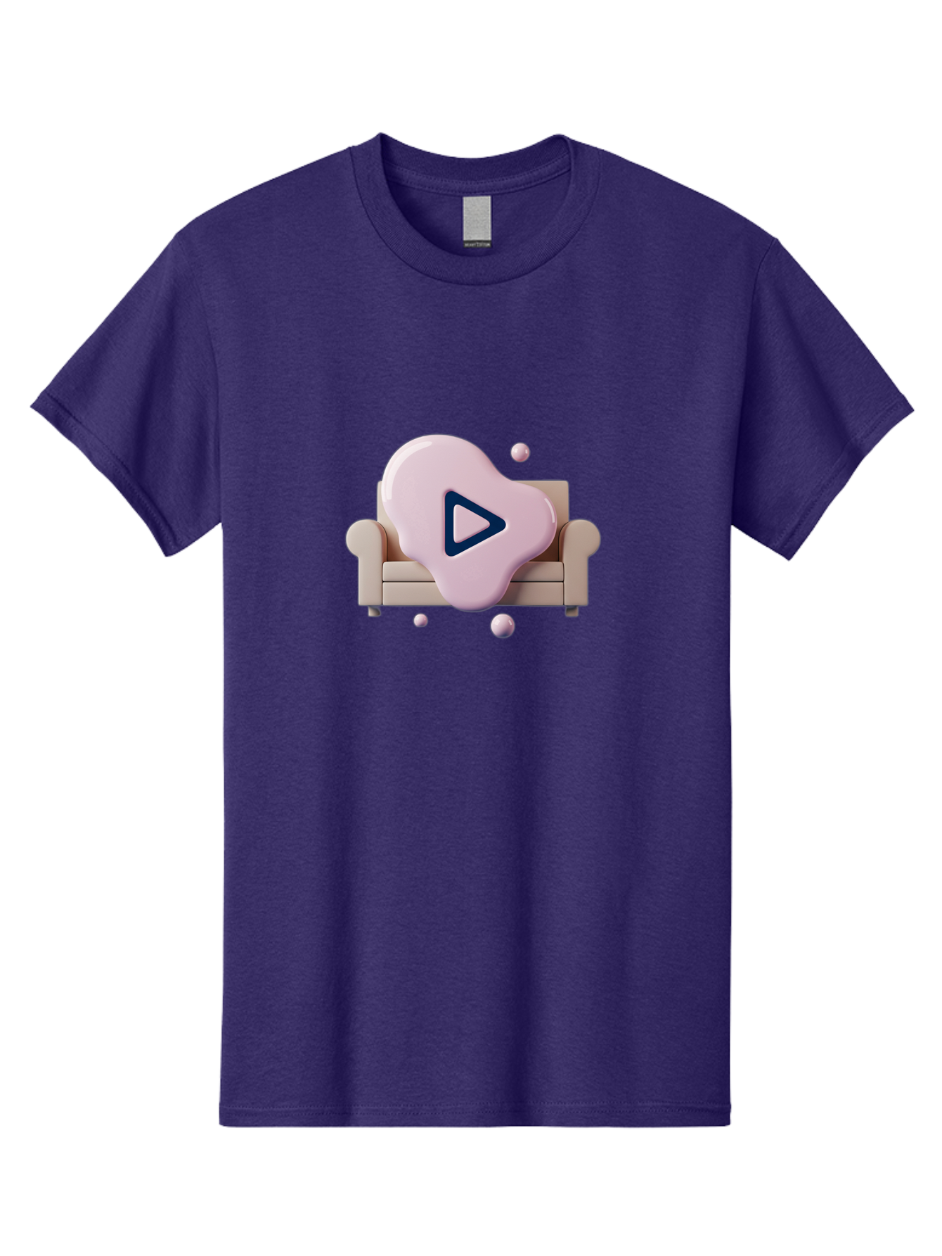 Play-Button-1 Men'S Graphic Tee, 100% Cotton, Comfortable Casual Summer Wear, Machine Washable, Play Button Icon, 3D Rendering, White Couch, Floating Spheres, Modern Design, Digital Media, Interactive Elements, Play Symbol, User Interface Bac323