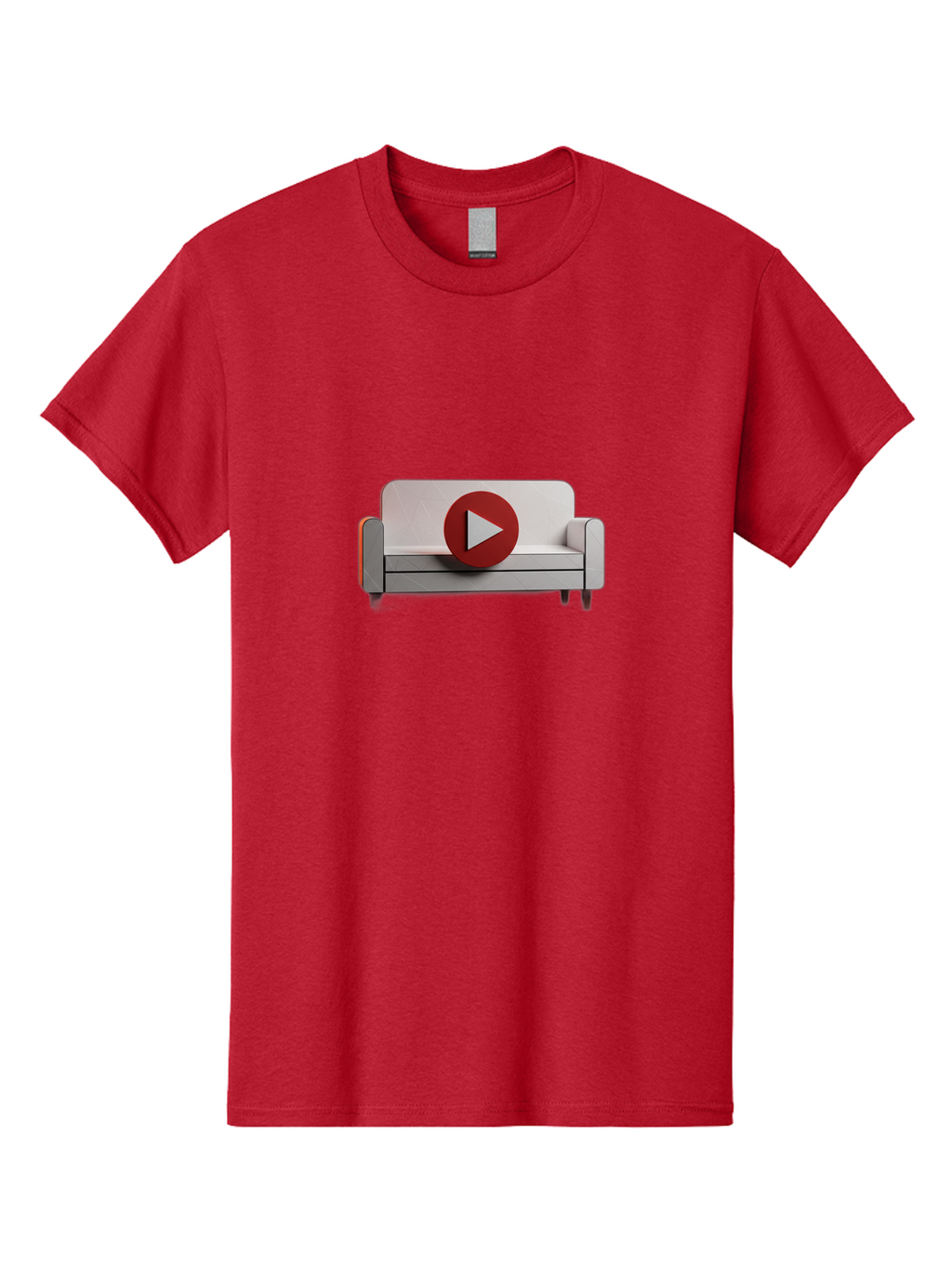 Play-Button-On-Sofa Men'S Graphic Tee, 100% Cotton, Comfortable Casual Summer Wear, Machine Washable, Play Button On Couch, Video Play Icon, Sofa Furniture, 3D Illustration, Modern Interior Design, Home Decor, Digital Media, Entertainment, Bac328