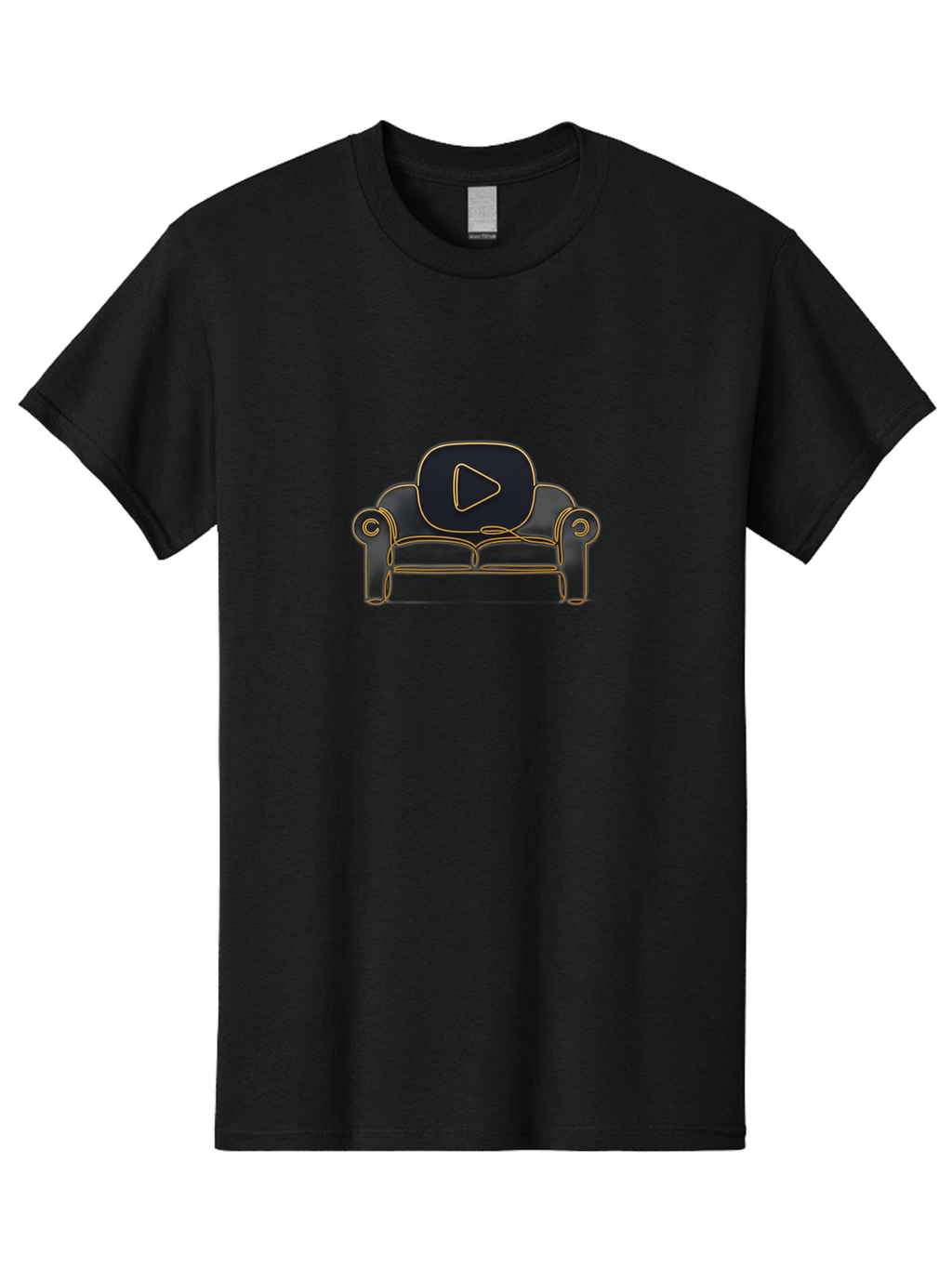 Play-Button Men'S Graphic Tee, 100% Cotton, Comfortable Casual Summer Wear, Machine Washable, Play Button On Couch, Youtube Logo, Sofa, Furniture, Outline Illustration, Modern Design, Luxury Living Room, Entertainment Bac331