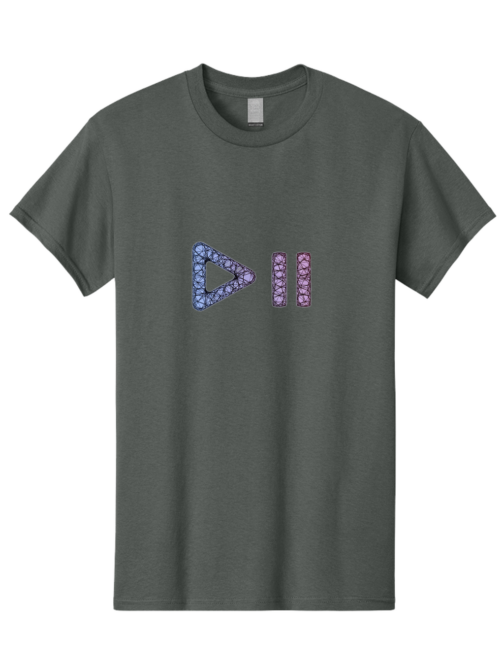 Play-Pause-Symbols Men'S Graphic Tee, 100% Cotton, Comfortable Casual Summer Wear, Machine Washable, Play And Pause Button, Media Controls, Music Control, Multimedia Icons, Abstract Geometric Pattern, Purple And Black Design, Digital Art, Bac334