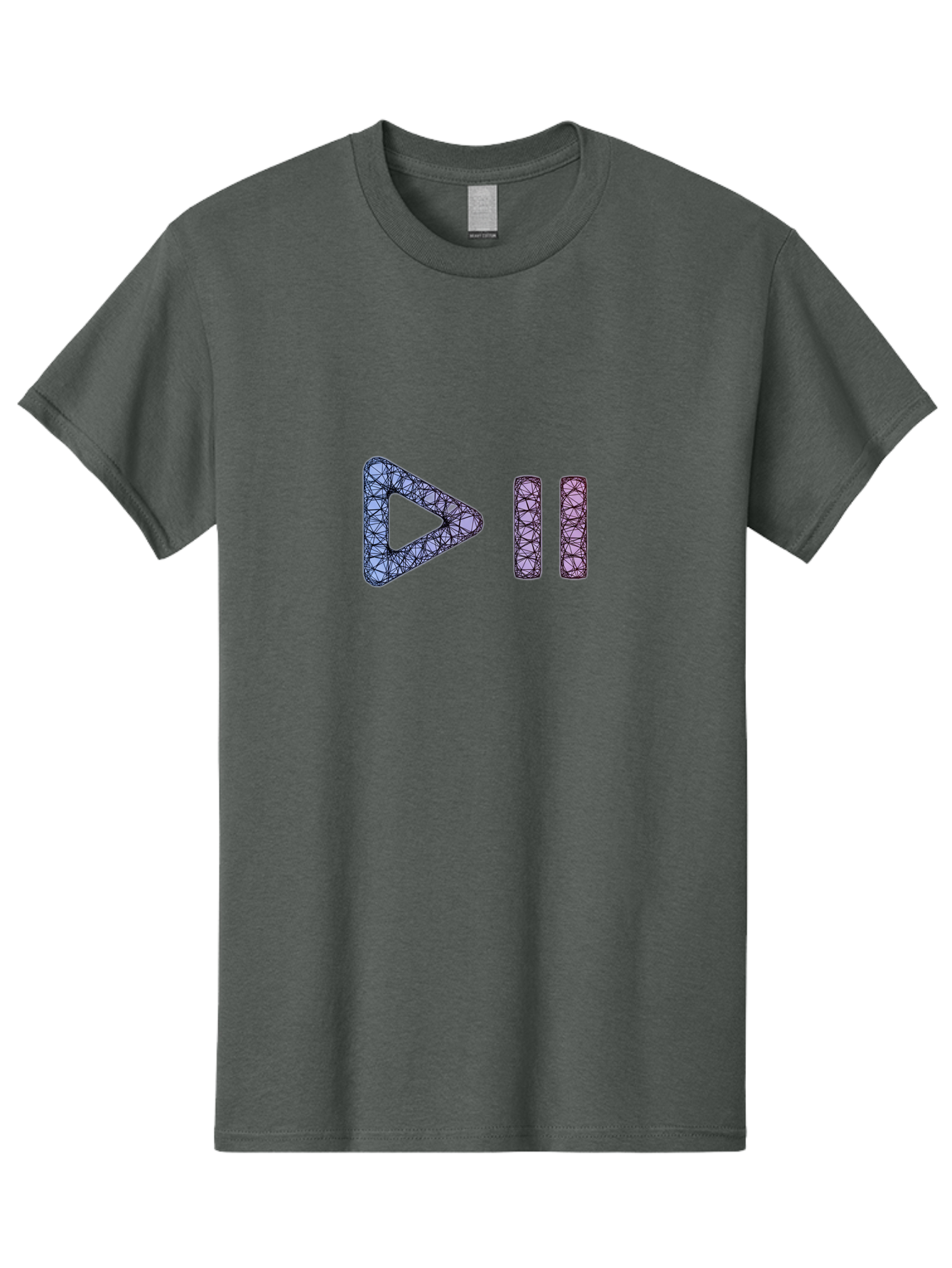Play-Pause-Symbols Men'S Graphic Tee, 100% Cotton, Comfortable Casual Summer Wear, Machine Washable, Play And Pause Button, Media Controls, Music Control, Multimedia Icons, Abstract Geometric Pattern, Purple And Black Design, Digital Art, Bac334
