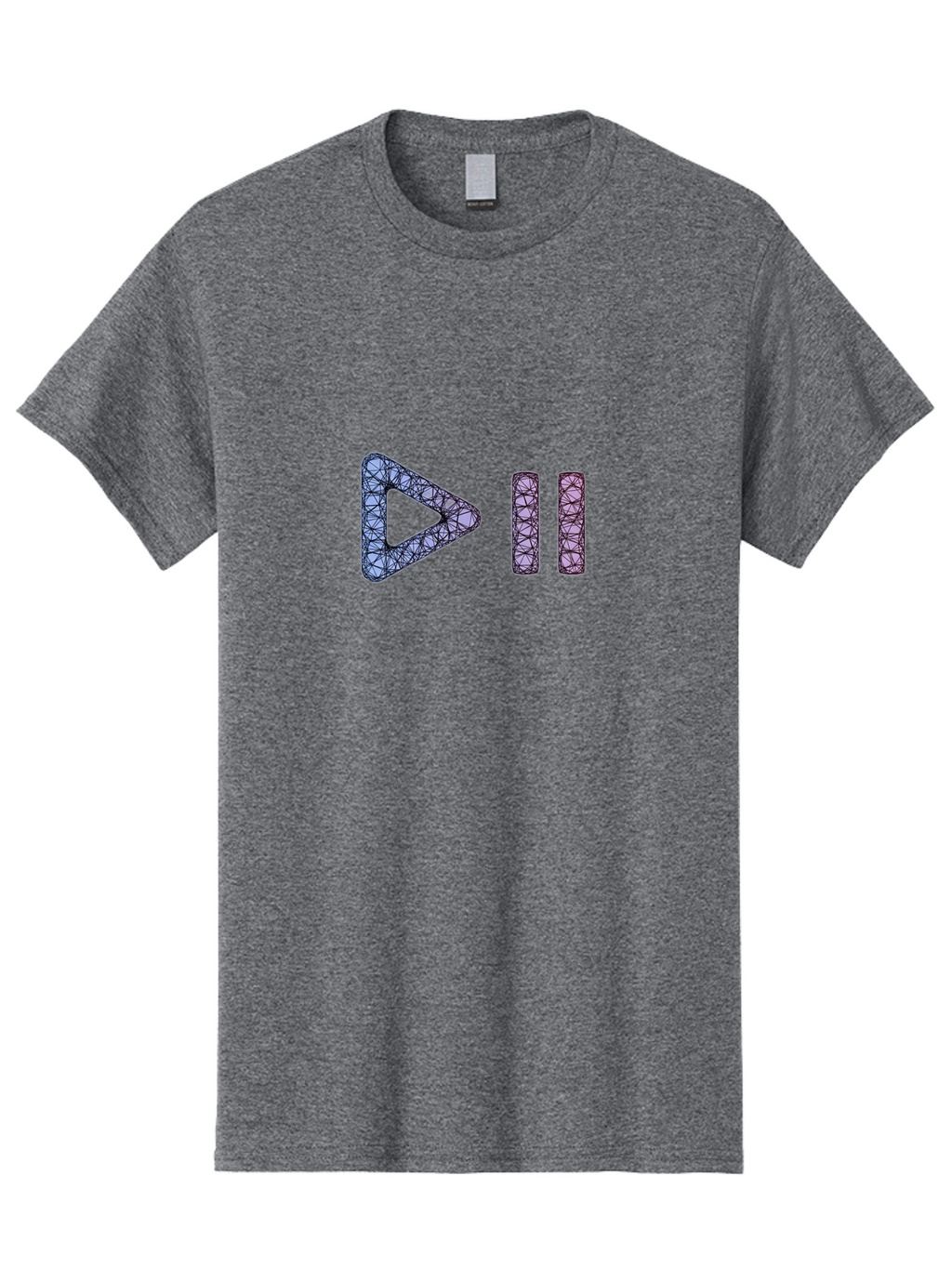 Play-Pause-Symbols Men'S Graphic Tee, 100% Cotton, Comfortable Casual Summer Wear, Machine Washable, Play And Pause Button, Media Controls, Music Control, Multimedia Icons, Abstract Geometric Pattern, Purple And Black Design, Digital Art, Bac334