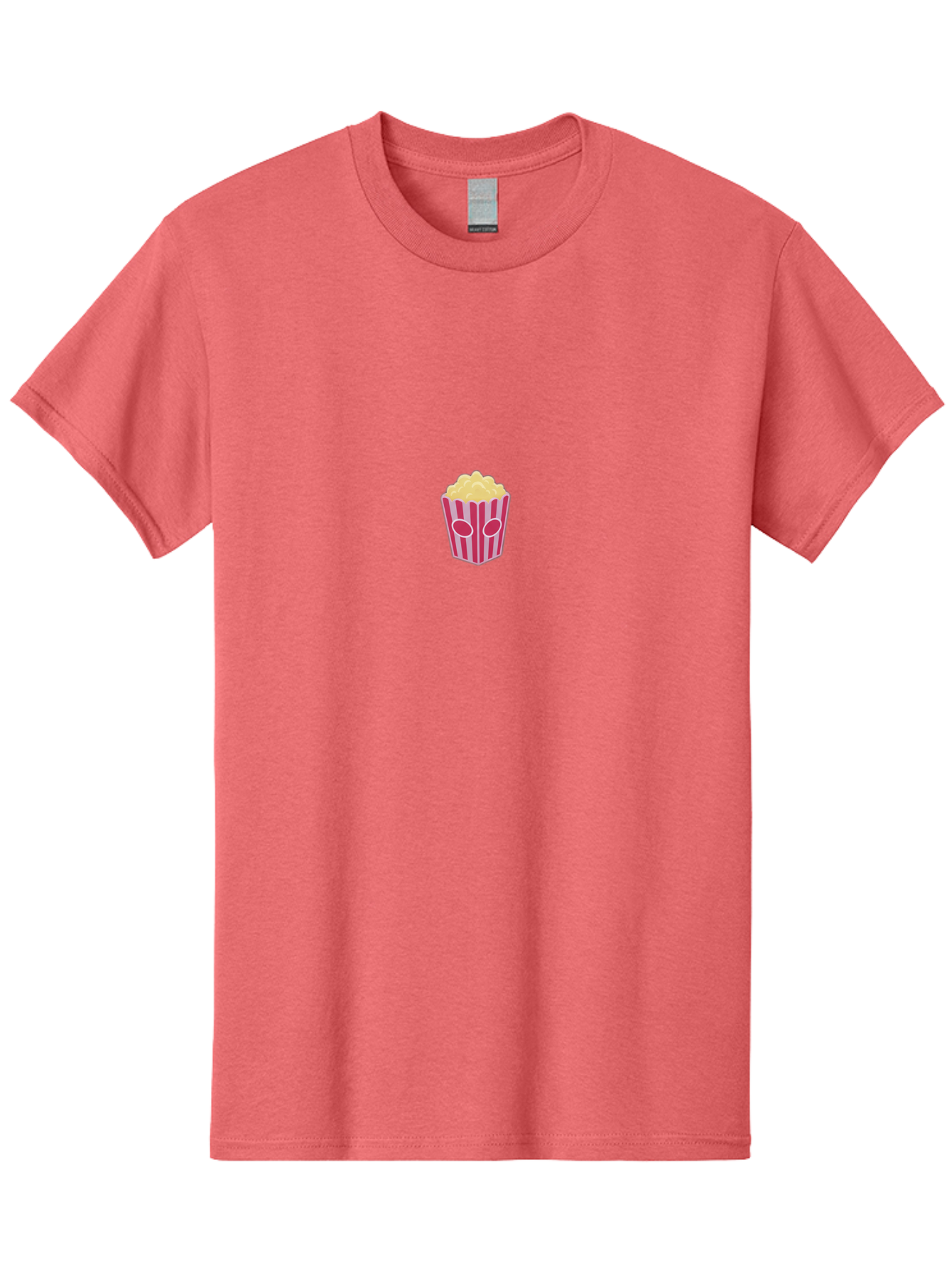 Popcorn-Bucket Men'S Graphic Tee, 100% Cotton, Comfortable Casual Summer Wear, Machine Washable, Popcorn Bucket, Striped Design, Snack Time, Movie Night, Tasty Treats, Yellow Popcorn, Pink Bucket, Cartoon Illustration, Food Graphics, Bac338