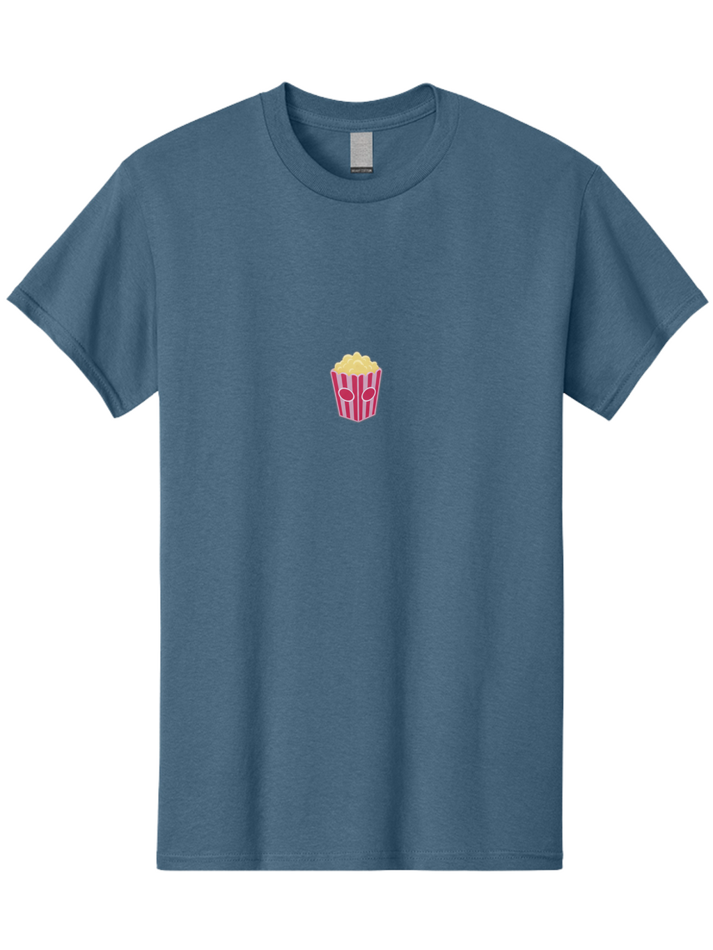 Popcorn-Bucket Men'S Graphic Tee, 100% Cotton, Comfortable Casual Summer Wear, Machine Washable, Popcorn Bucket, Striped Design, Snack Time, Movie Night, Tasty Treats, Yellow Popcorn, Pink Bucket, Cartoon Illustration, Food Graphics, Bac338
