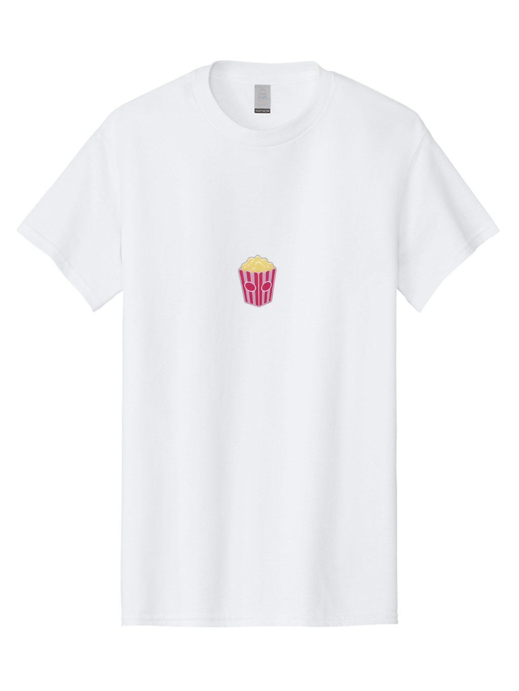 Popcorn-Bucket Men'S Graphic Tee, 100% Cotton, Comfortable Casual Summer Wear, Machine Washable, Popcorn Bucket, Striped Design, Snack Time, Movie Night, Tasty Treats, Yellow Popcorn, Pink Bucket, Cartoon Illustration, Food Graphics, Bac338