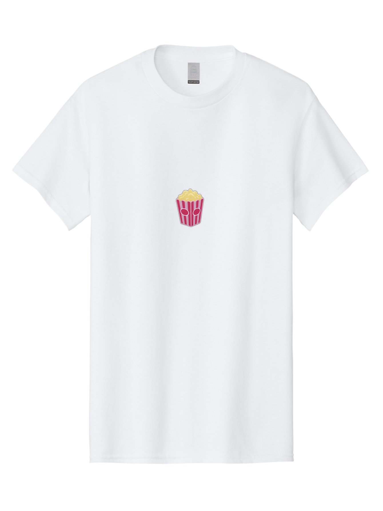 Popcorn-Bucket Men'S Graphic Tee, 100% Cotton, Comfortable Casual Summer Wear, Machine Washable, Popcorn Bucket, Striped Design, Snack Time, Movie Night, Tasty Treats, Yellow Popcorn, Pink Bucket, Cartoon Illustration, Food Graphics, Bac338