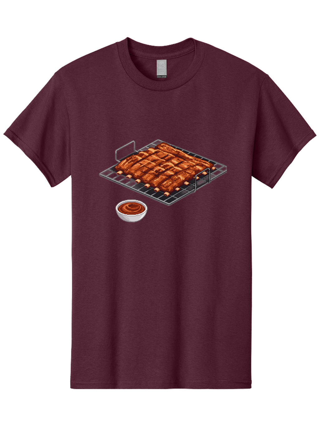 Pork-Ribs-On-Grill Men'S Graphic Tee, 100% Cotton, Comfortable Casual Summer Wear, Machine Washable, Barbecue Ribs, Grilled Pork, Barbecue Sauce, Bbq Ribs, Meat On The Grill, Delicious Food, Barbecue Style, Grilled Meat Bac340