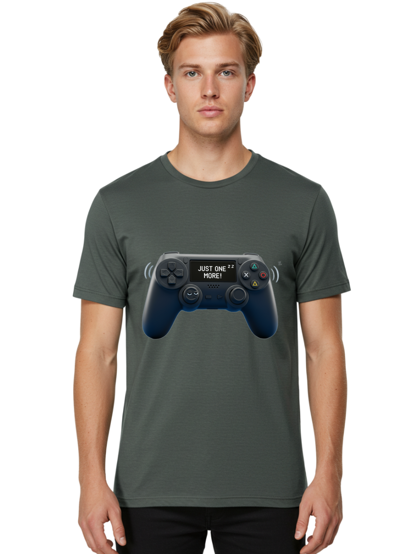 Ps4-Controller Men'S Graphic Tee, 100% Cotton, Comfortable Casual Summer Wear, Machine Washable, Game Controller, Gaming, Video Games, Ps4 Controller, Joystick, Gamepad, Gaming Addiction, Gaming Habit, Just One More, Sleep Deprivation, Bac343