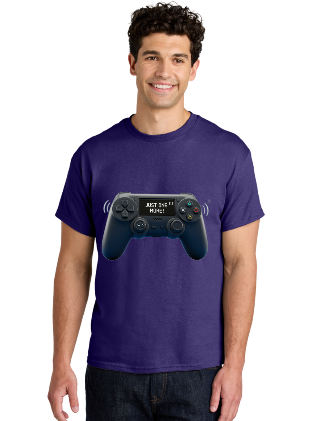 Ps4-Controller Men'S Graphic Tee, 100% Cotton, Comfortable Casual Summer Wear, Machine Washable, Game Controller, Gaming, Video Games, Ps4 Controller, Joystick, Gamepad, Gaming Addiction, Gaming Habit, Just One More, Sleep Deprivation, Bac343