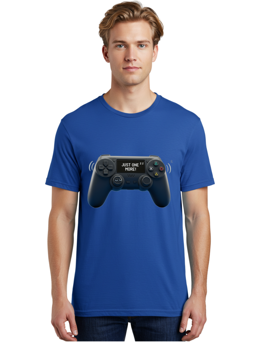 Ps4-Controller Men'S Graphic Tee, 100% Cotton, Comfortable Casual Summer Wear, Machine Washable, Game Controller, Gaming, Video Games, Ps4 Controller, Joystick, Gamepad, Gaming Addiction, Gaming Habit, Just One More, Sleep Deprivation, Bac343