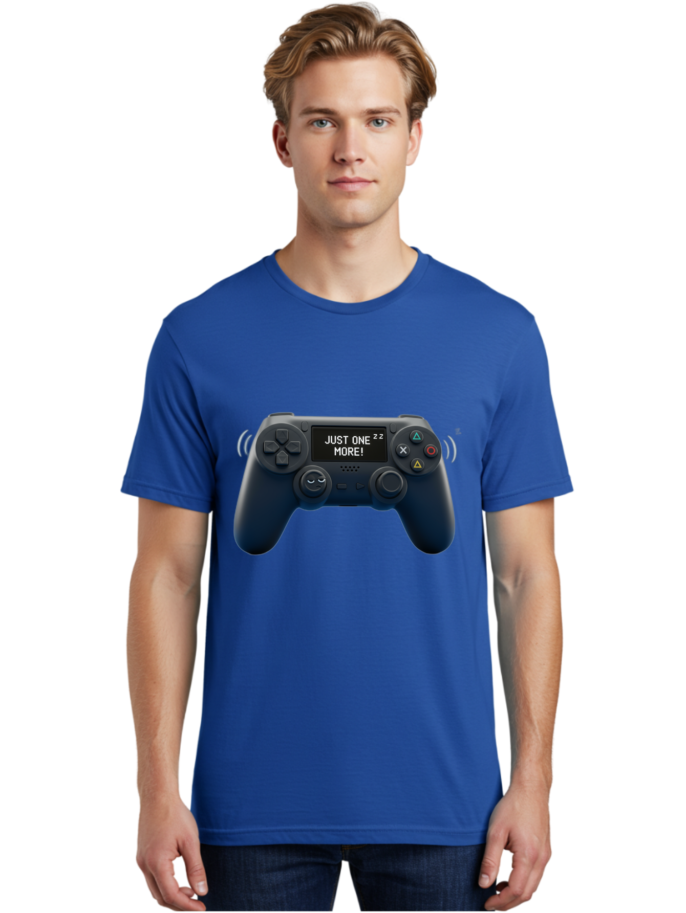 Ps4-Controller Men'S Graphic Tee, 100% Cotton, Comfortable Casual Summer Wear, Machine Washable, Game Controller, Gaming, Video Games, Ps4 Controller, Joystick, Gamepad, Gaming Addiction, Gaming Habit, Just One More, Sleep Deprivation, Bac343