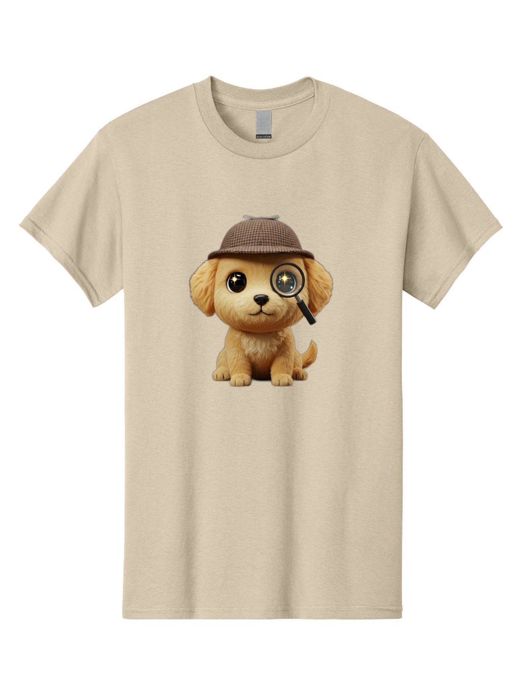 Puppy-Detective Men'S Graphic Tee, 100% Cotton, Comfortable Casual Summer Wear, Machine Washable, Puppy Wearing A Deerstalker Cap, Magnifying Glass, Detective Theme, Cute Puppy, Investigation, Mystery Solving, Dog Character, Cartoon Style Bac346