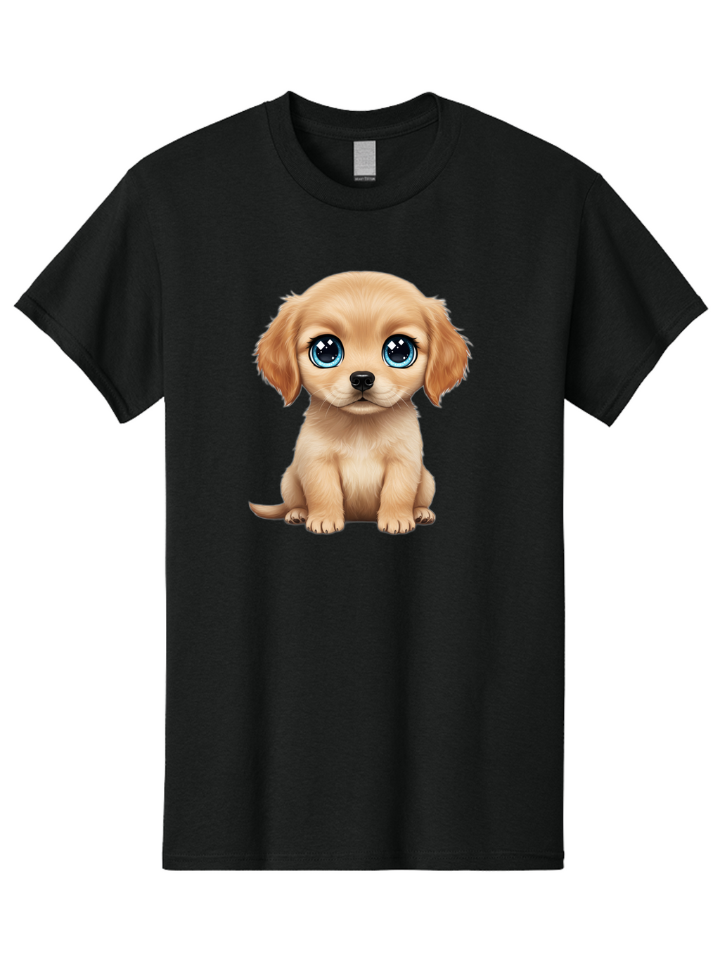 Puppy Men'S Graphic Tee, 100% Cotton, Comfortable Casual Summer Wear, Machine Washable, Adorable Puppy, Cute Dog, Blue Eyes, Fluffy Fur, Sweet Expression, Endearing Animal, Furry Friend, Digital Art, Cartoon Character, Playful, Charming Bac353