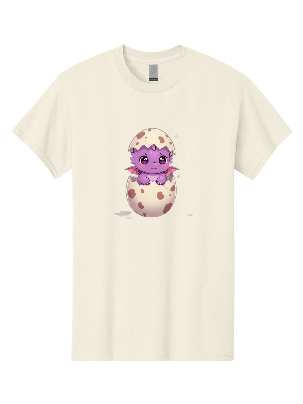 Purple-Dragon-Hatching Men'S Graphic Tee, 100% Cotton, Comfortable Casual Summer Wear, Machine Washable, Cute Dragon Hatching, Adorable Creature, Fantasy Art, Purple Dragon, Eggshell, Cartoon Character, Nursery Decor, Baby Dragon, Bac356