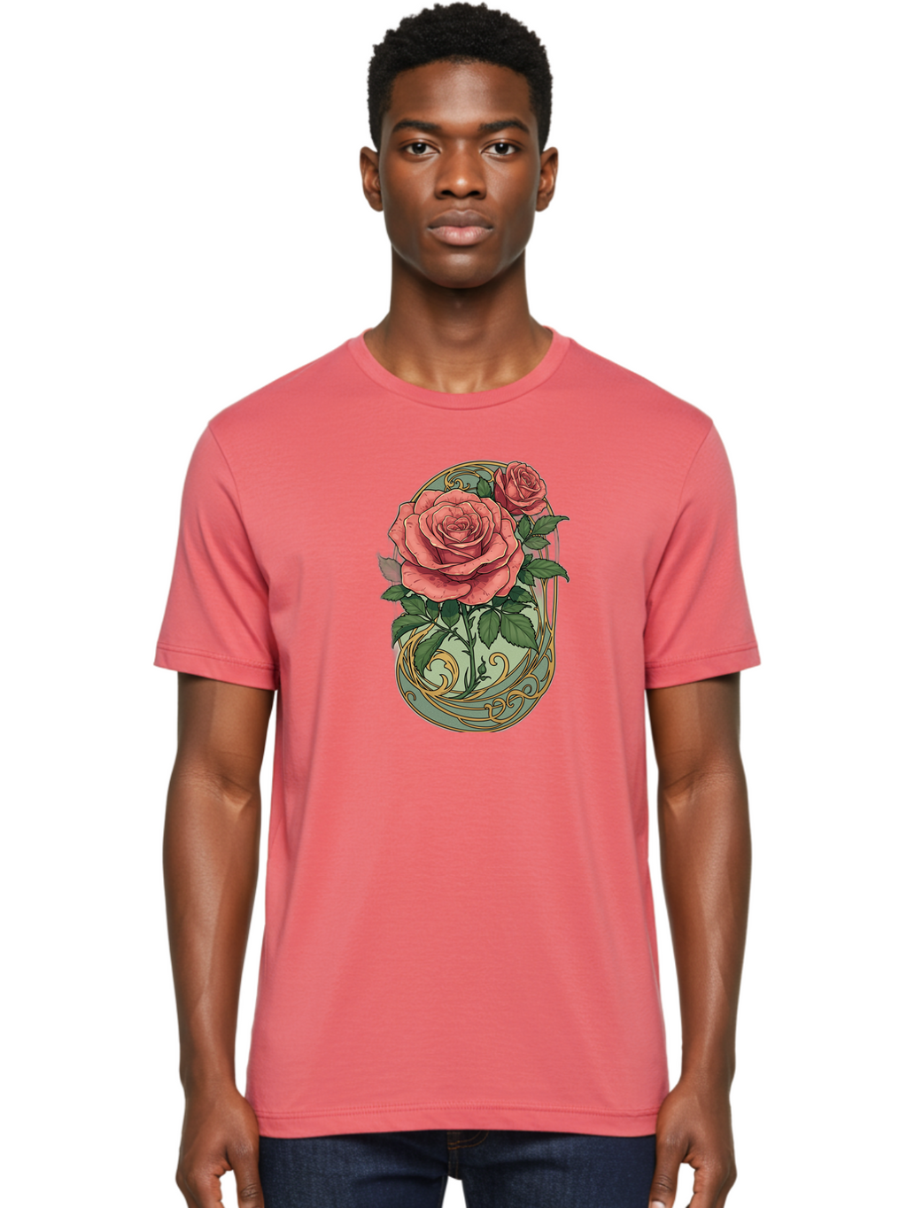 Roses-In-Vase Men'S Graphic Tee, 100% Cotton, Comfortable Casual Summer Wear, Machine Washable, Faberge Egg, Roses, Floral Arrangement, Ornate Design, Vintage Style, Decorative Art, Elegant Flowers, Luxury Decor, Beautiful Roses Bac380