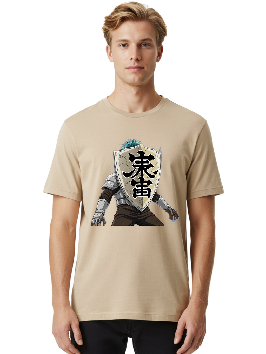 Samurai Men'S Graphic Tee, 100% Cotton, Comfortable Casual Summer Wear, Machine Washable, Samurai Armor, Japanese Warrior, Medieval Armor, Silver Armor, Kanji Characters, Feudal Japan, Bushido Code, Martial Arts Bac389