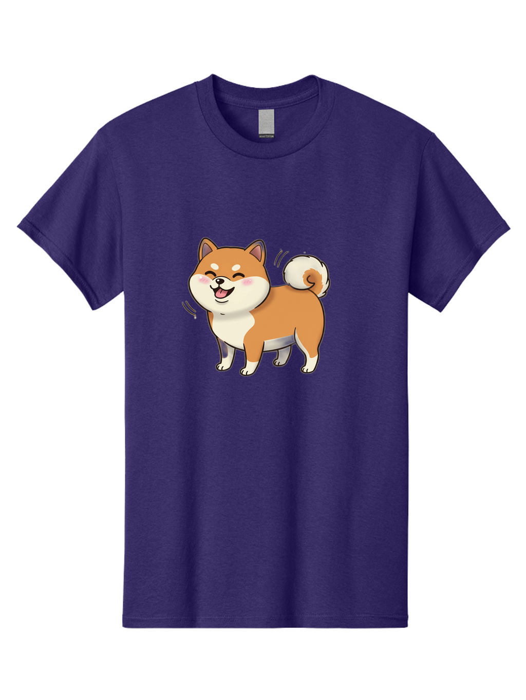 Shiba-Inu Men'S Graphic Tee, 100% Cotton, Comfortable Casual Summer Wear, Machine Washable, Shiba Inu, Cartoon Dog, Happy Dog, Playful Canine, Dog Animation, Adorable Pet, Kawaii Animal, Dog Illustration, Cute Puppy Bac402