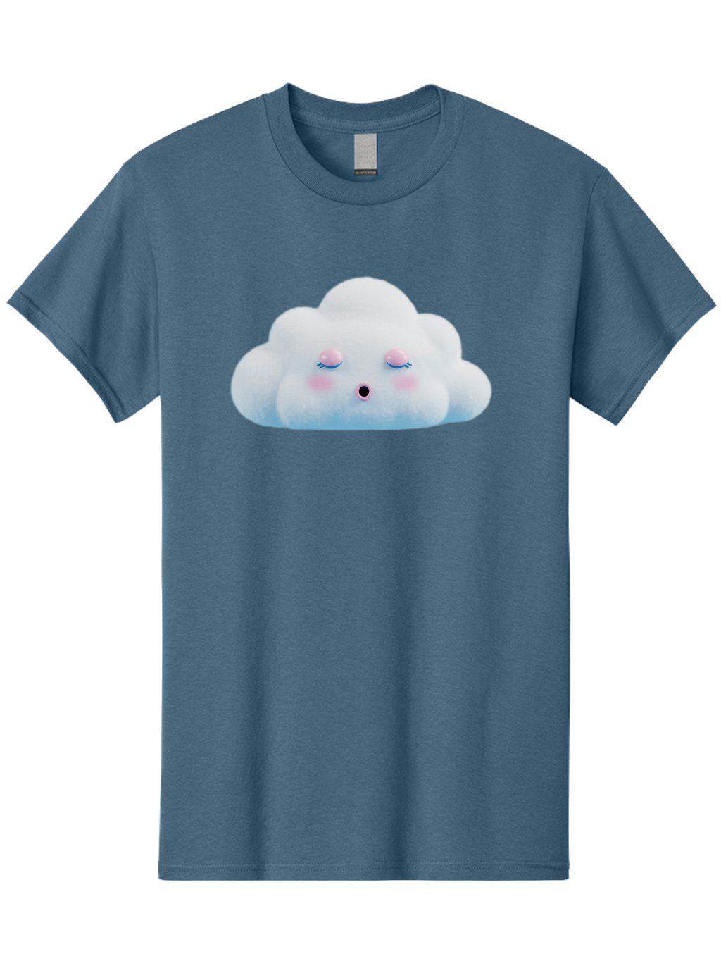Sleeping-Cloud Men'S Graphic Tee, 100% Cotton, Comfortable Casual Summer Wear, Machine Washable, Cute Cloud, Fluffy White Cloud, Sleeping Face, Pastel Colors, Kawaii Design, Cloud Character, Soft Pink Cheeks, Closed Eyes, Serene Atmosphere, Bac410