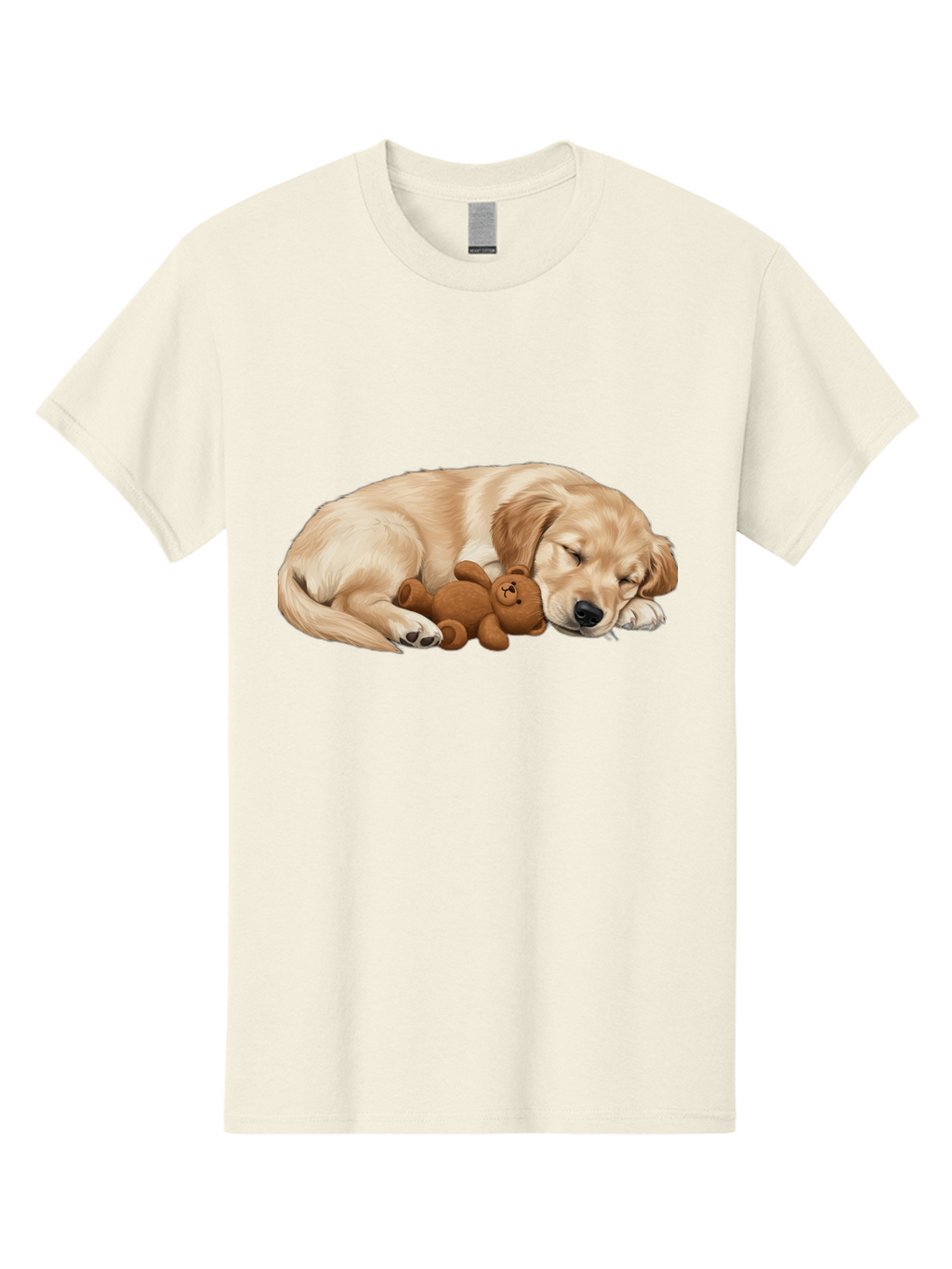 Sleeping-Golden-Retriever-1 Men'S Graphic Tee, 100% Cotton, Comfortable Casual Summer Wear, Machine Washable, Sleeping Golden Retriever, Cuddly Dog, Teddy Bear, Adorable Animal, Peaceful Slumber, Cute Companions, Loving Friendship, Bac412