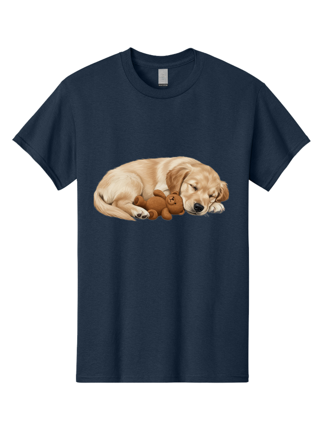 Sleeping-Golden-Retriever-1 Men'S Graphic Tee, 100% Cotton, Comfortable Casual Summer Wear, Machine Washable, Sleeping Golden Retriever, Cuddly Dog, Teddy Bear, Adorable Animal, Peaceful Slumber, Cute Companions, Loving Friendship, Bac412