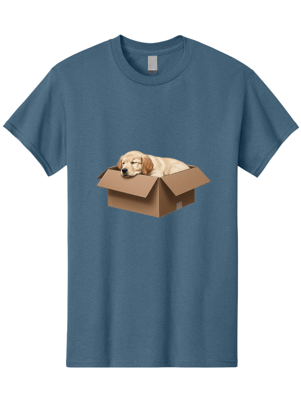 Sleeping-Puppy-1 Men'S Graphic Tee, 100% Cotton, Comfortable Casual Summer Wear, Machine Washable, Sleeping Puppy, Cardboard Box, Adorable Dog, Cute Animal, Resting Pet, Dog In Box, Peaceful Scene, Puppy Love, Cozy Atmosphere, Sweet Dreams Bac417