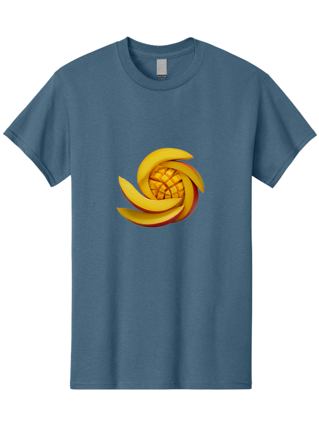 Sliced-Mango Men'S Graphic Tee, 100% Cotton, Comfortable Casual Summer Wear, Machine Washable, Sliced Mango, Mango Slices, Diced Mango, Tropical Fruit, Fresh Fruit, Vibrant Colors, Healthy Snack, Fruit Arrangement, Mango Chunks, Juicy Texture Bac422