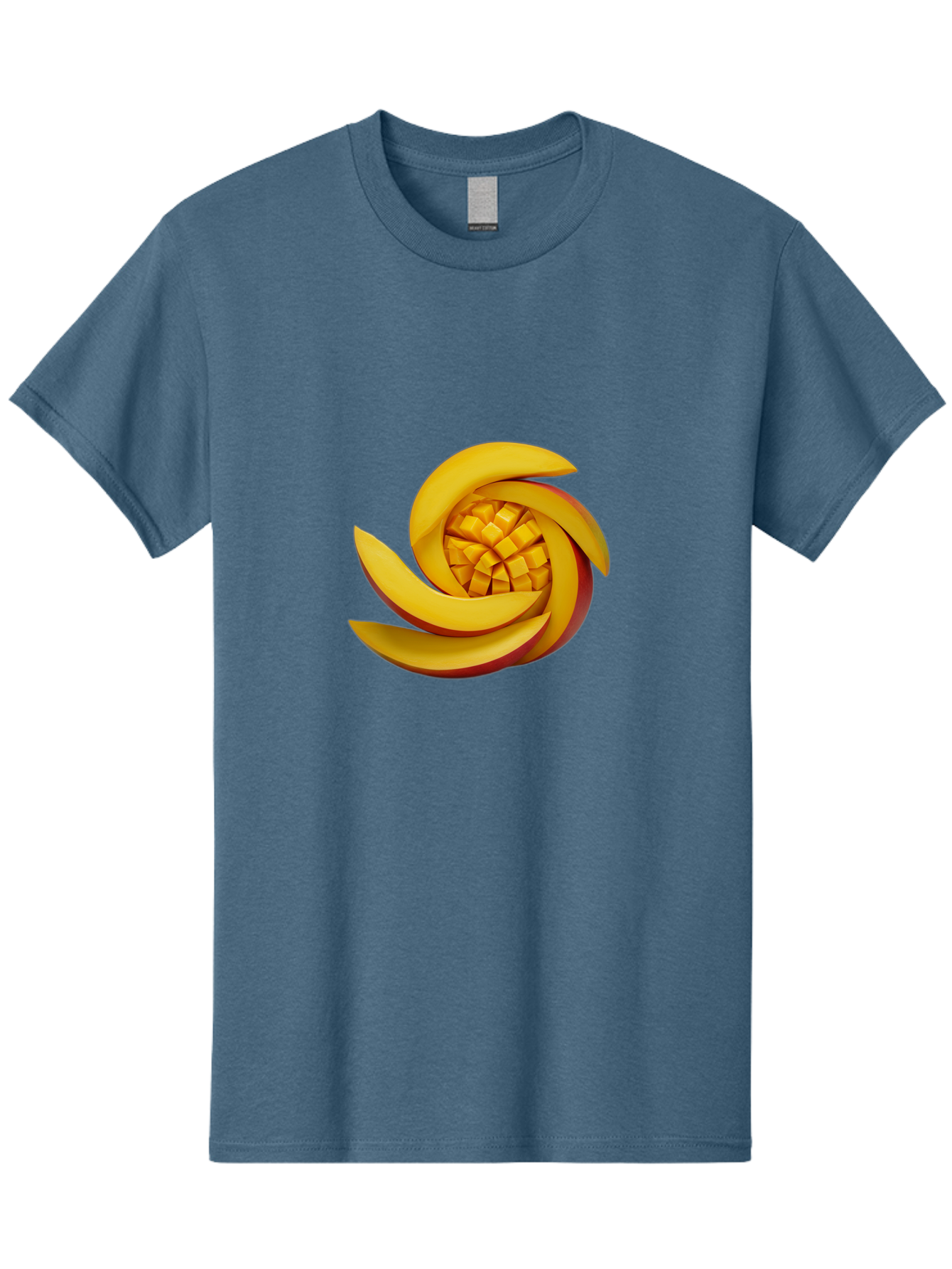 Sliced-Mango Men'S Graphic Tee, 100% Cotton, Comfortable Casual Summer Wear, Machine Washable, Sliced Mango, Mango Slices, Diced Mango, Tropical Fruit, Fresh Fruit, Vibrant Colors, Healthy Snack, Fruit Arrangement, Mango Chunks, Juicy Texture Bac422