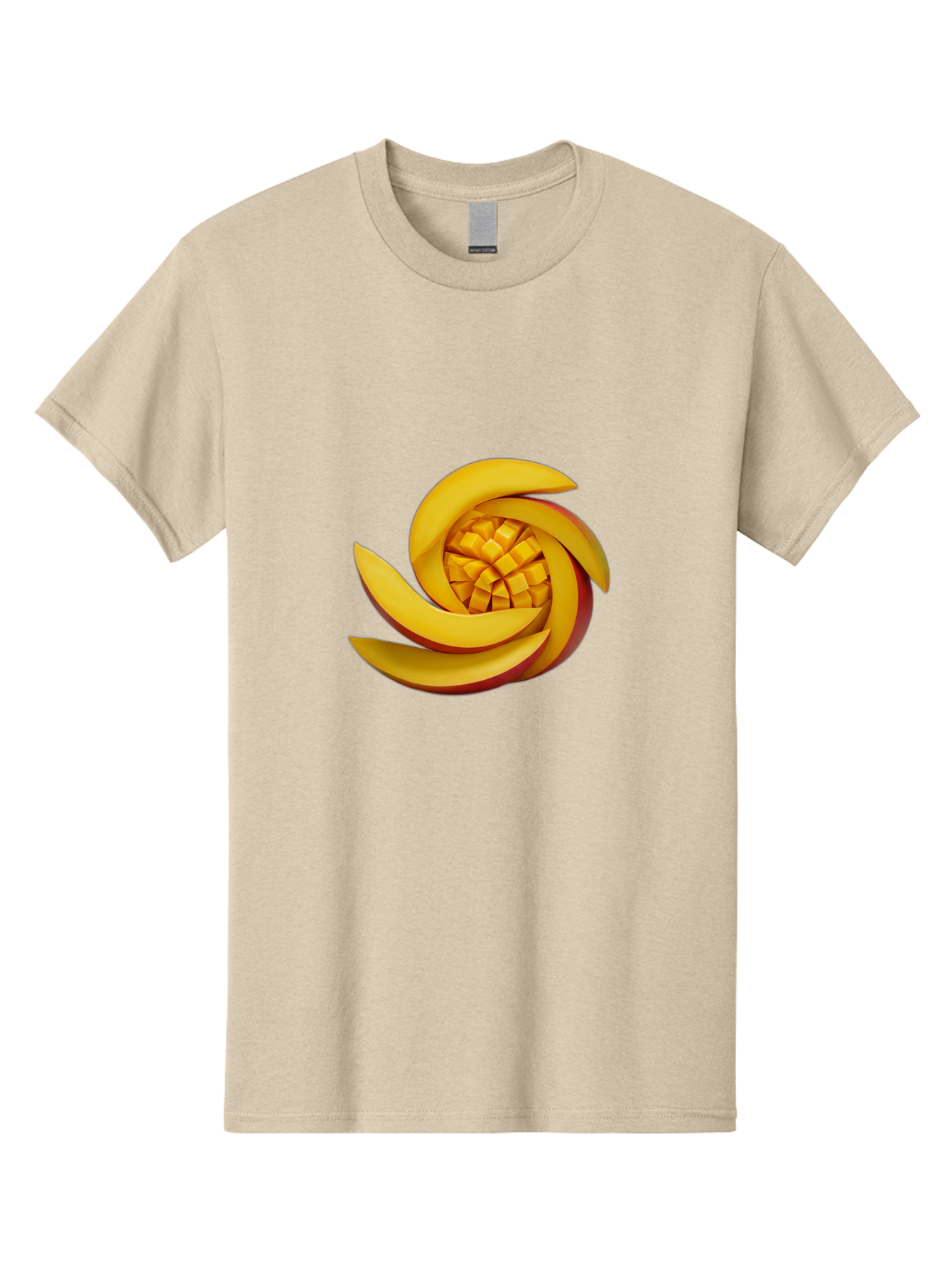 Sliced-Mango Men'S Graphic Tee, 100% Cotton, Comfortable Casual Summer Wear, Machine Washable, Sliced Mango, Mango Slices, Diced Mango, Tropical Fruit, Fresh Fruit, Vibrant Colors, Healthy Snack, Fruit Arrangement, Mango Chunks, Juicy Texture Bac422