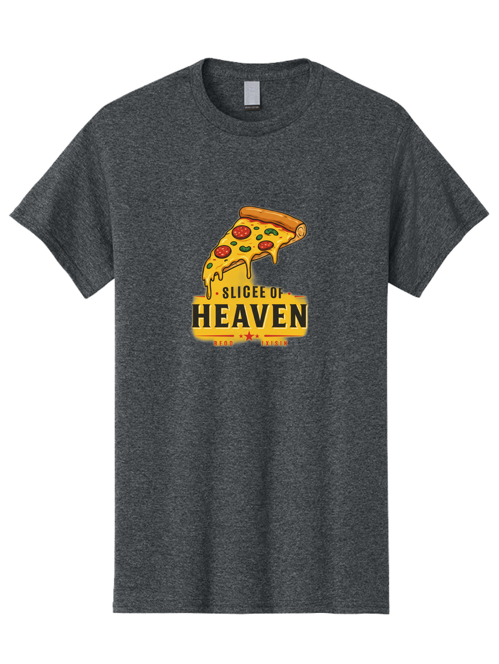 Slicee-Of-Heaven Men'S Graphic Tee, 100% Cotton, Comfortable Casual Summer Wear, Machine Washable, Cheesy Pizza Slice, Pepperoni Pizza, Melted Cheese, Food Logo, Pizza Branding, Heavenly Pizza, Foodie Graphics, Pizza Love, Culinary Art, Bac423