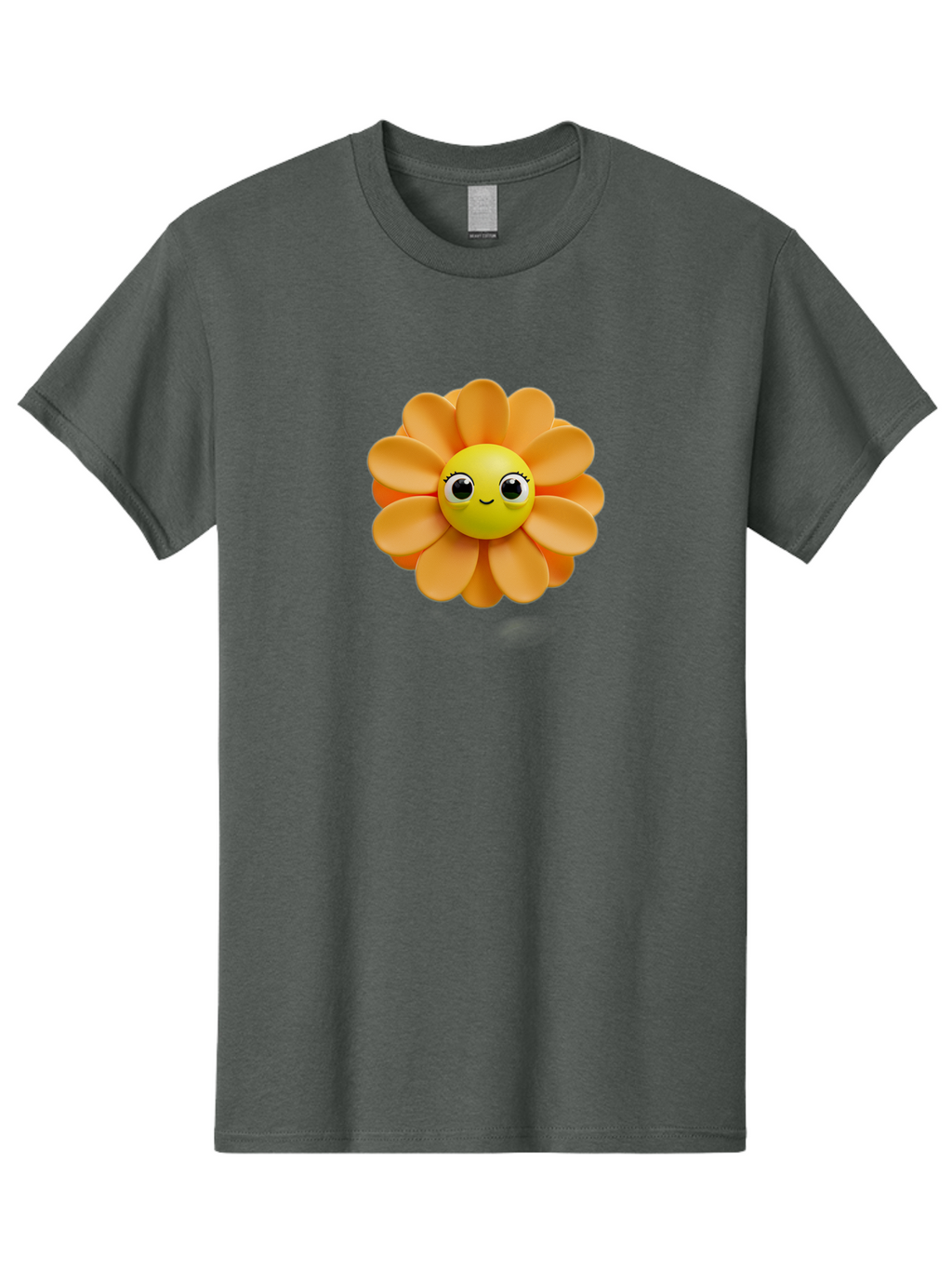Smiling-Flower-Emoji Men'S Graphic Tee, 100% Cotton, Comfortable Casual Summer Wear, Machine Washable, Smiling Flower, Yellow Center, Orange Petals, Cute Emoji, Happy Face, Cartoon Flower, Vibrant Colors, Playful Design, 3D Rendering, Bac427