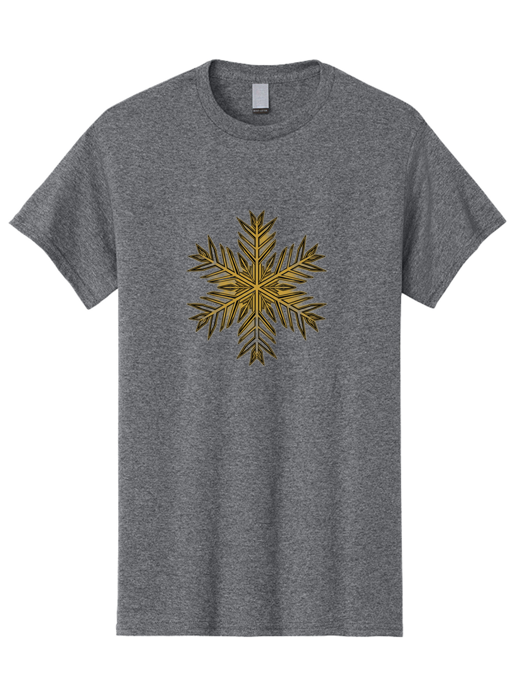 Snowflake-1 Men'S Graphic Tee, 100% Cotton, Comfortable Casual Summer Wear, Machine Washable, Snowflake, Intricate Design, Delicate Patterns, Winter Wonder, Festive Decorations, Symmetrical Shape, Golden Hues, Black Outlines, Frosty Details Bac434
