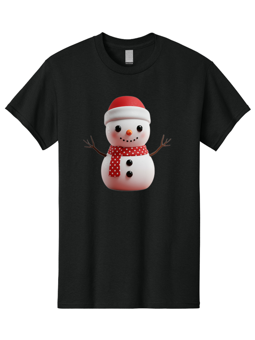 Snowman Men'S Graphic Tee, 100% Cotton, Comfortable Casual Summer Wear, Machine Washable, Snowman Figurine, Winter Decoration, Festive Snowman, Holiday Character, Red Scarf, White Polka Dots, Christmas Ornament, Snowman Charm, Bac445