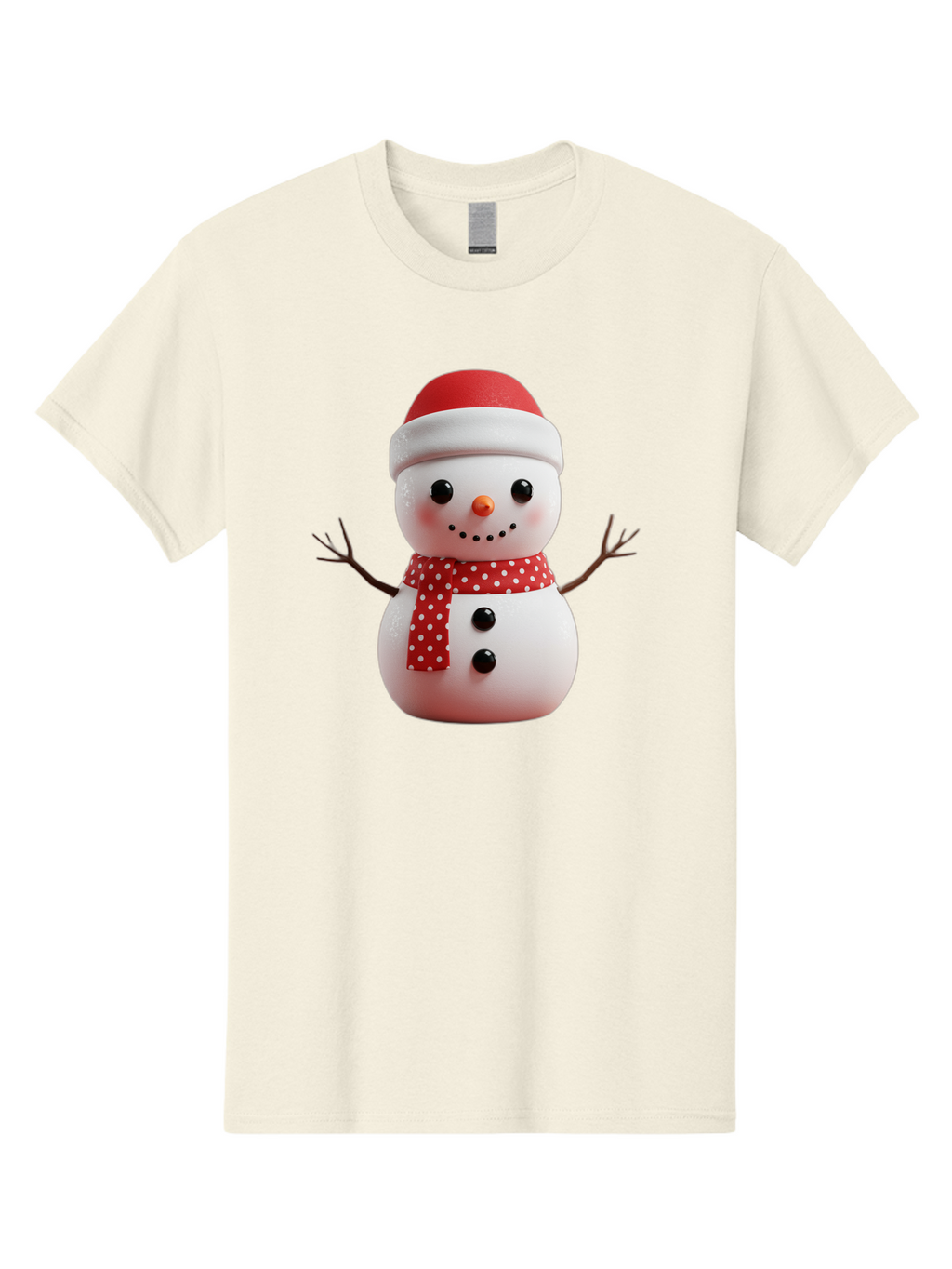 Snowman Men'S Graphic Tee, 100% Cotton, Comfortable Casual Summer Wear, Machine Washable, Snowman Figurine, Winter Decoration, Festive Snowman, Holiday Character, Red Scarf, White Polka Dots, Christmas Ornament, Snowman Charm, Bac445