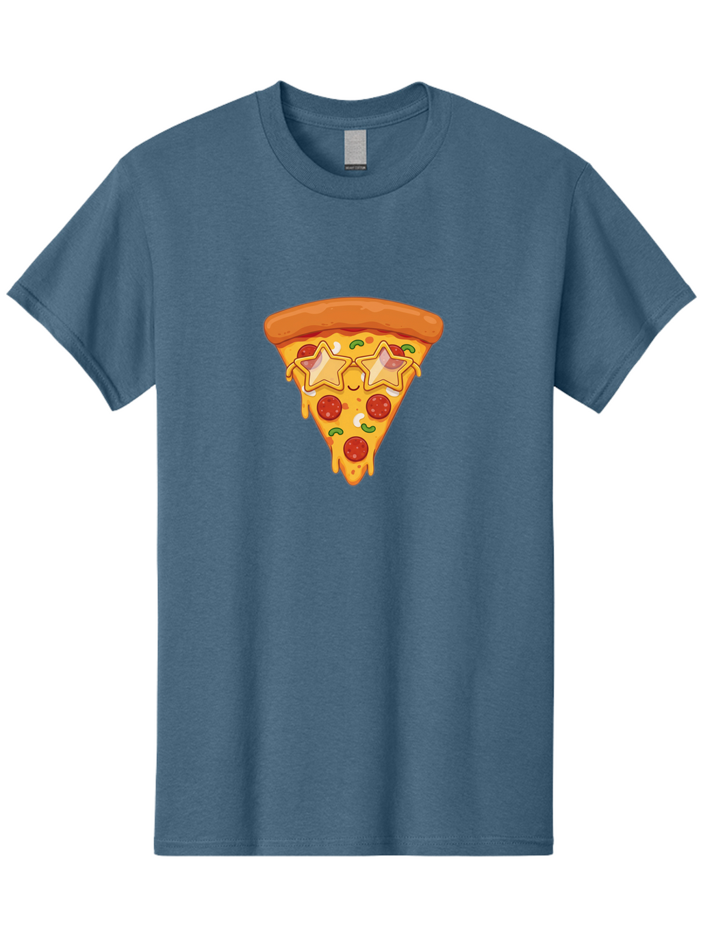 Star-Pizza-Slice Men'S Graphic Tee, 100% Cotton, Comfortable Casual Summer Wear, Machine Washable, Pizza Slice, Melted Cheese, Pepperoni Pizza, Star-Shaped Toppings, Cartoon-Style Pizza, Cheesy Goodness, Savory Delight, Pizza Love, Foodie Fun, Bac452
