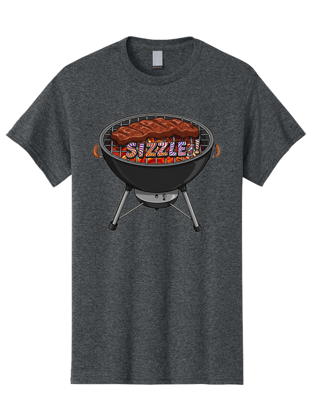 Steak-On-The-Grill Men'S Graphic Tee, 100% Cotton, Comfortable Casual Summer Wear, Machine Washable, Grilled Steak, Sizzling Grill, Barbecue Cooking, Outdoor Cooking, Grill Marks, Savory Steak, Hot Coals, Grilled Meat Bac453