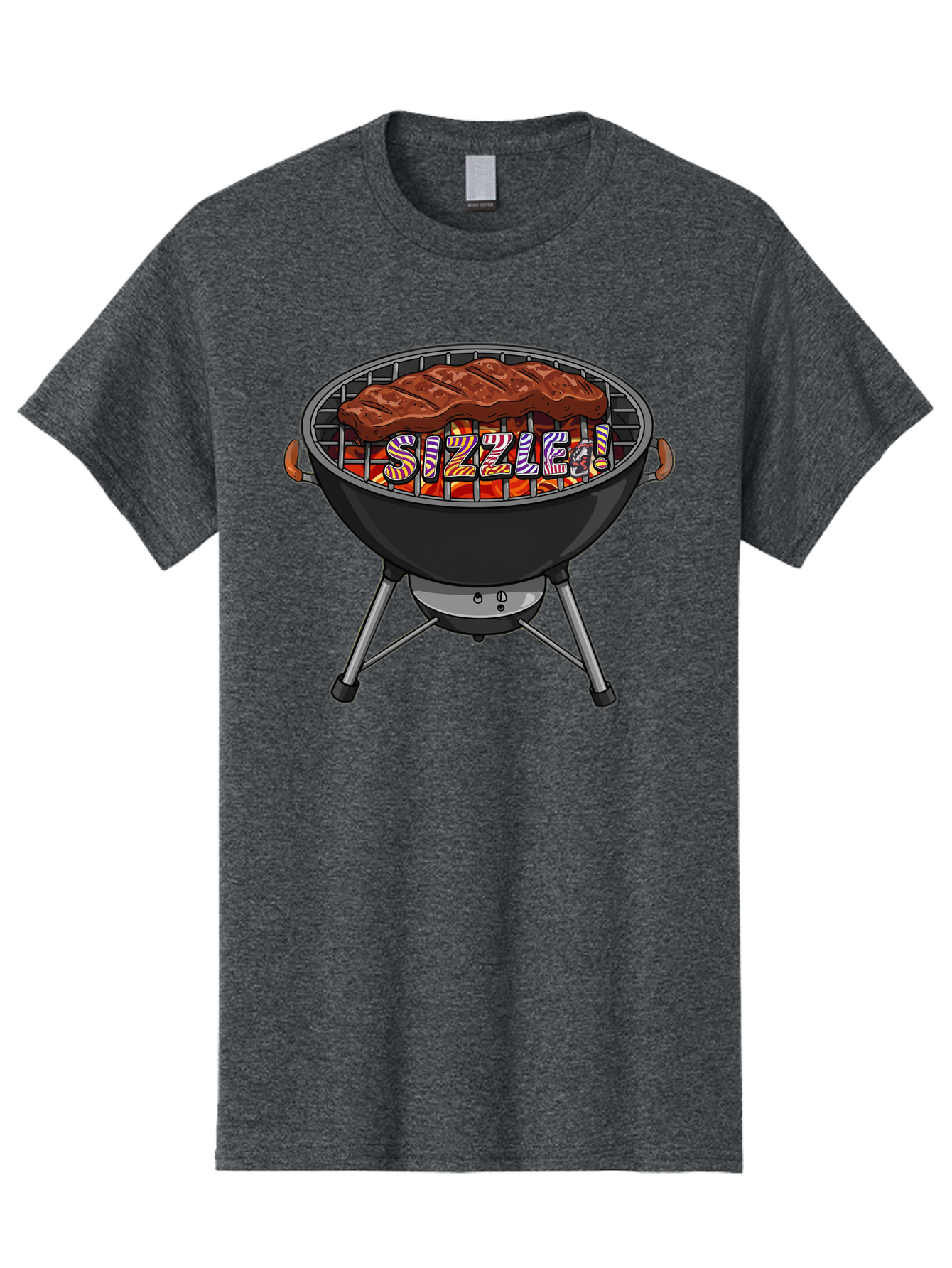 Steak-On-The-Grill Men'S Graphic Tee, 100% Cotton, Comfortable Casual Summer Wear, Machine Washable, Grilled Steak, Sizzling Grill, Barbecue Cooking, Outdoor Cooking, Grill Marks, Savory Steak, Hot Coals, Grilled Meat Bac453
