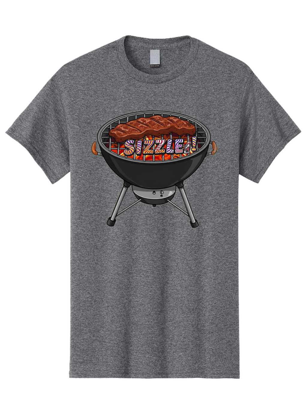 Steak-On-The-Grill Men'S Graphic Tee, 100% Cotton, Comfortable Casual Summer Wear, Machine Washable, Grilled Steak, Sizzling Grill, Barbecue Cooking, Outdoor Cooking, Grill Marks, Savory Steak, Hot Coals, Grilled Meat Bac453