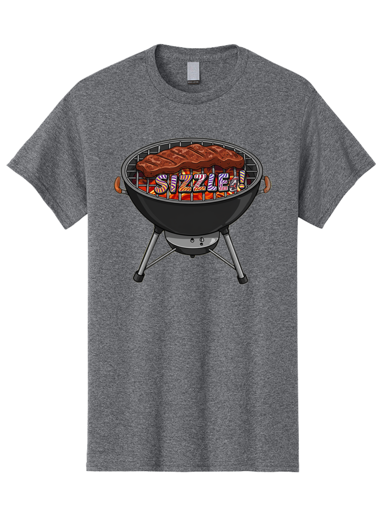Steak-On-The-Grill Men'S Graphic Tee, 100% Cotton, Comfortable Casual Summer Wear, Machine Washable, Grilled Steak, Sizzling Grill, Barbecue Cooking, Outdoor Cooking, Grill Marks, Savory Steak, Hot Coals, Grilled Meat Bac453