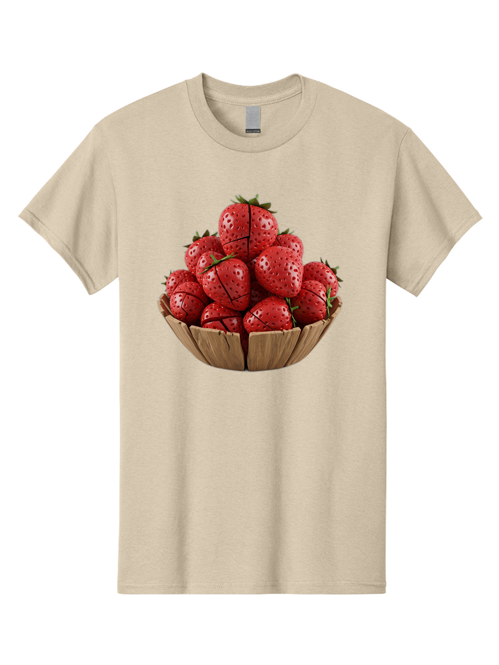 Strawberries-3 Men'S Graphic Tee, 100% Cotton, Comfortable Casual Summer Wear, Machine Washable, Fresh Strawberries, Ripe Fruit, Sweet Treats, Healthy Snack, Red Berries, Green Leaves, Eco-Friendly Packaging, Paper Bowl, Cut Strawberries, Bac458