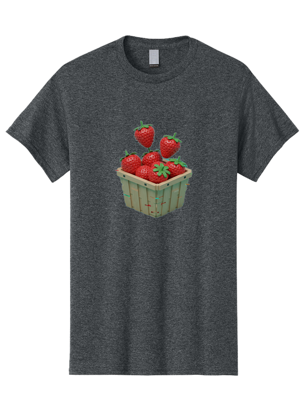 Strawberries-In-Basket Men'S Graphic Tee, 100% Cotton, Comfortable Casual Summer Wear, Machine Washable, Strawberries In Wooden Basket, Fresh Strawberries, Ripe Fruits, Healthy Snack, Basket Full Of Strawberries, Sweet Treats, Summer Fruits Bac460