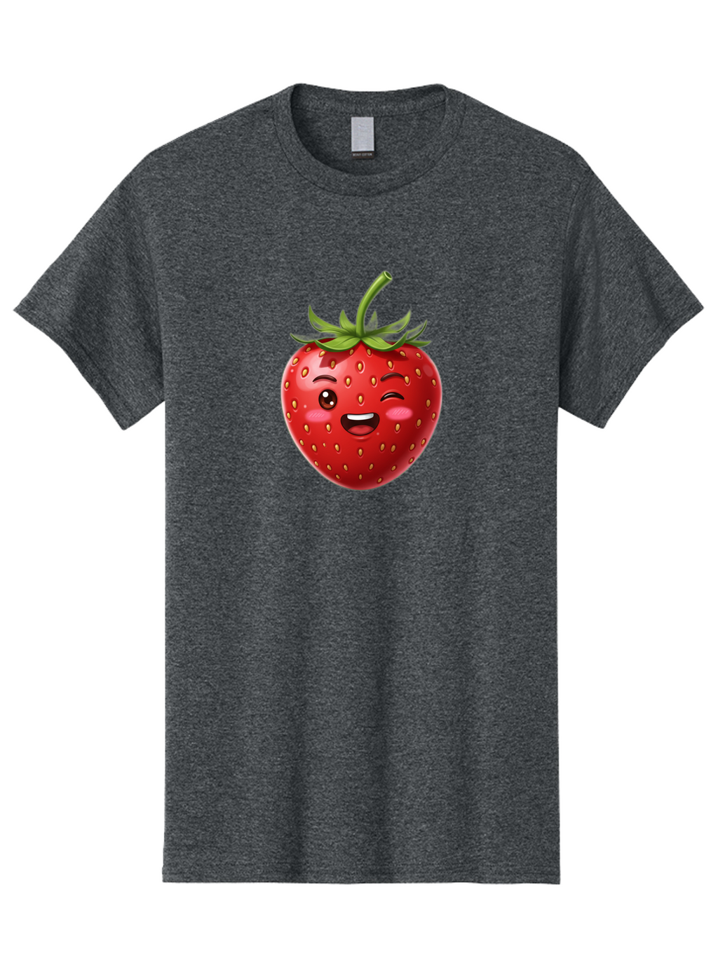 Strawberry-1 Men'S Graphic Tee, 100% Cotton, Comfortable Casual Summer Wear, Machine Washable, Winking Strawberry Emoji, Cartoon Strawberry, Funny Fruit, Red Strawberry, Smiling Face, Cute Character, Playful Emoji, Winking Face, Bac464
