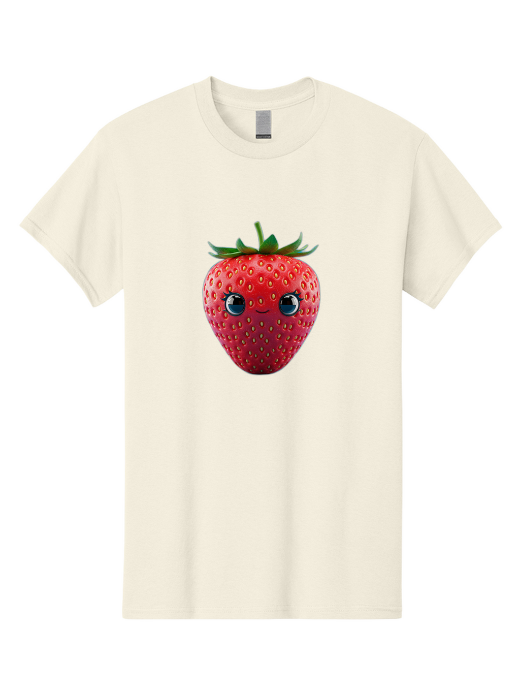 Strawberry-4 Men'S Graphic Tee, 100% Cotton, Comfortable Casual Summer Wear, Machine Washable, Cartoon Strawberry, Strawberry With Face, Smiling Fruit, Red Strawberry, Cute Character, Kawaii, Happy Strawberry, 3D Illustration, Adorable Design Bac467