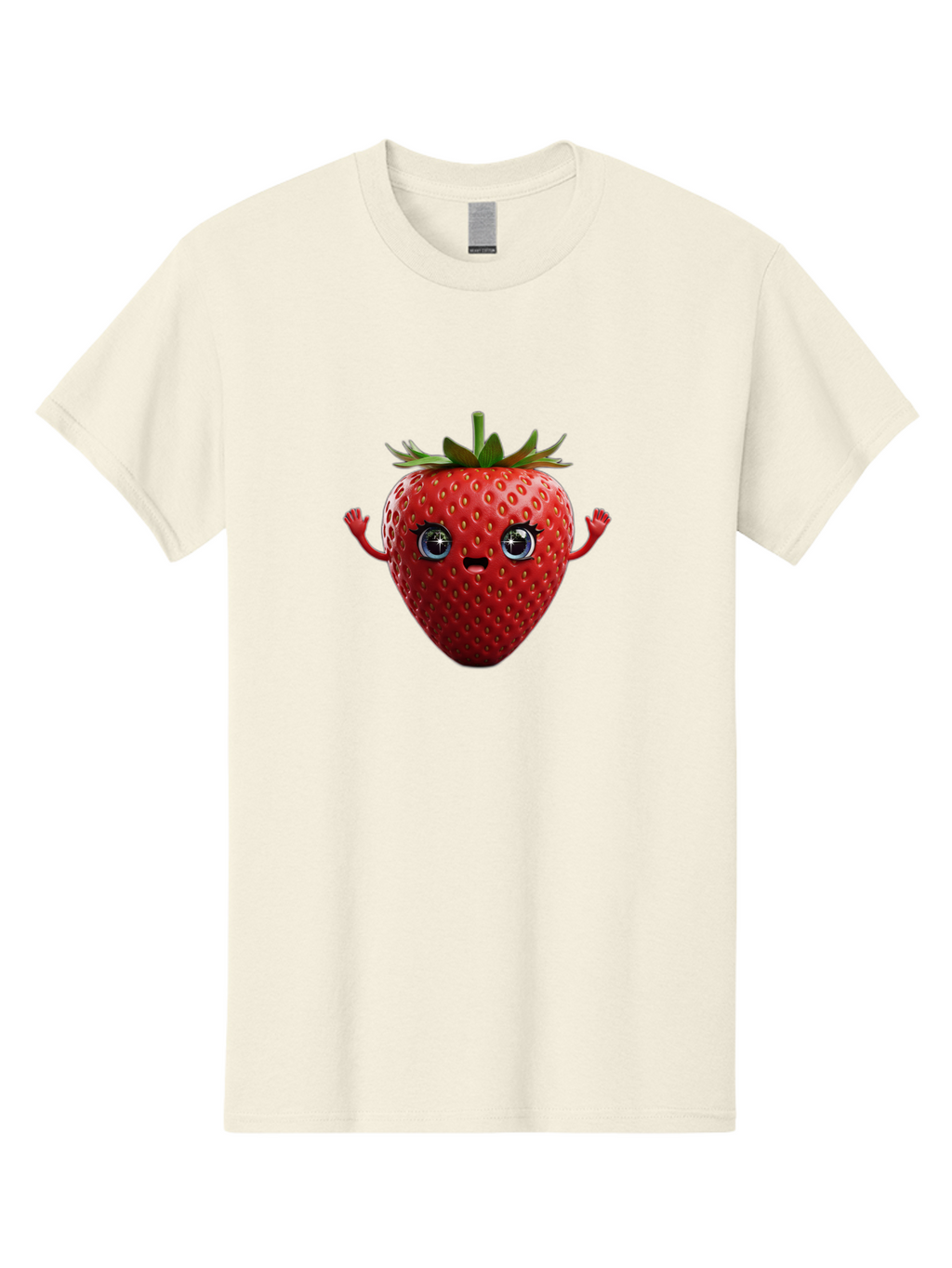 Strawberry-5 Men'S Graphic Tee, 100% Cotton, Comfortable Casual Summer Wear, Machine Washable, Cartoon Strawberry, Fruit Character, Smiling Face, Cute Illustration, Vibrant Red, Playful Vibe, Funny Character, Food Mascot, Bac468