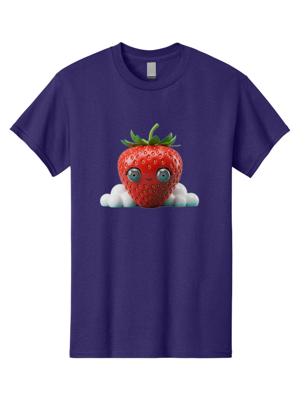 Strawberry-6 Men'S Graphic Tee, 100% Cotton, Comfortable Casual Summer Wear, Machine Washable, Cartoon Strawberry, Spiral Eyes, Cute Character, Sweet Fruit, Playful Design, Quirky Illustration, Fun And Vibrant, Summer Treat, Healthy Snack, Bac469