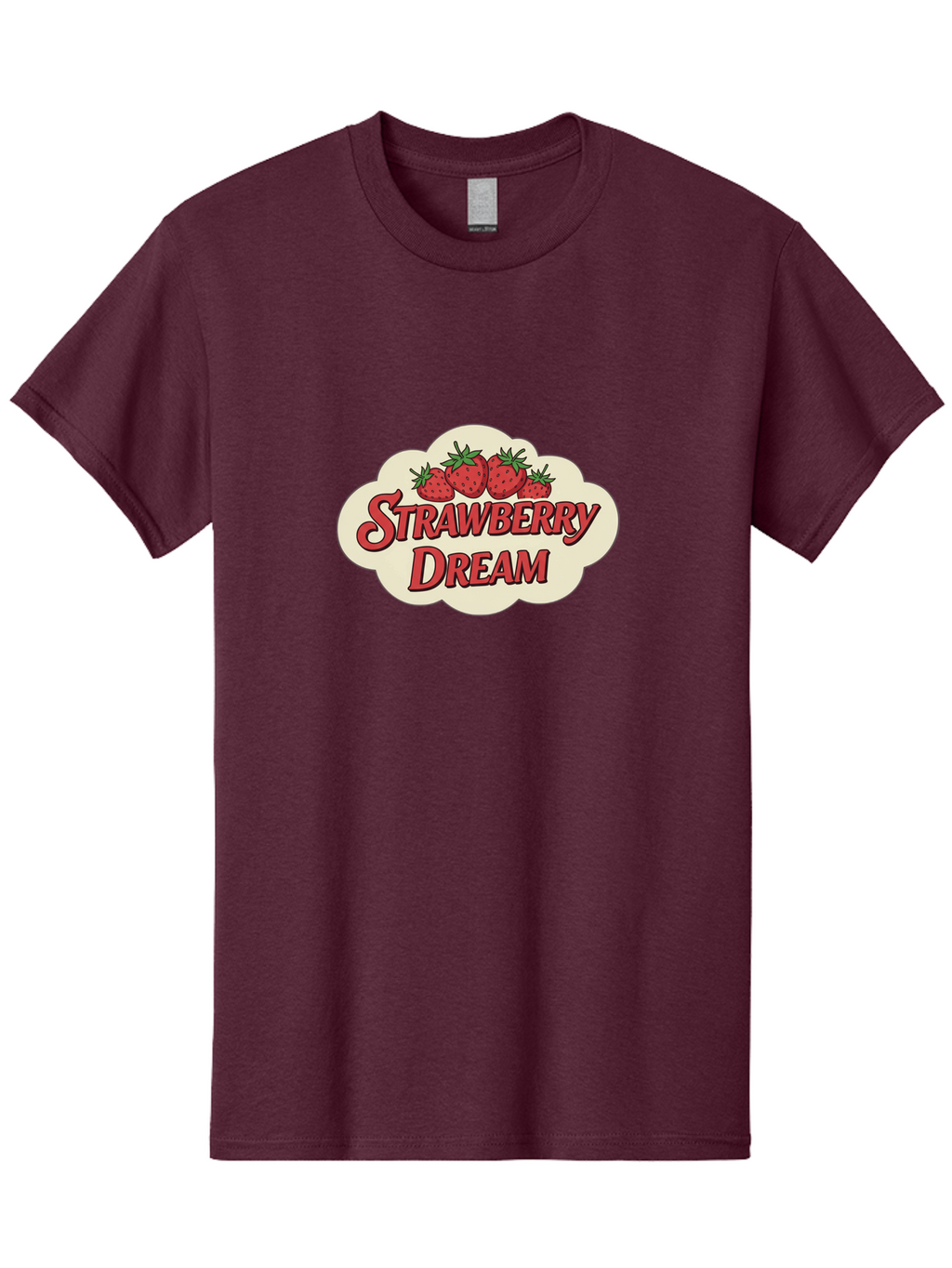 Strawberry-Dream Men'S Graphic Tee, 100% Cotton, Comfortable Casual Summer Wear, Machine Washable, Strawberry Theme, Dreamy Vibe, Red Strawberries, Sweet Treats, Fruit Logo, Cartoon Style, Whimsical Design, Vintage Feel, Summery Atmosphere, Bac475
