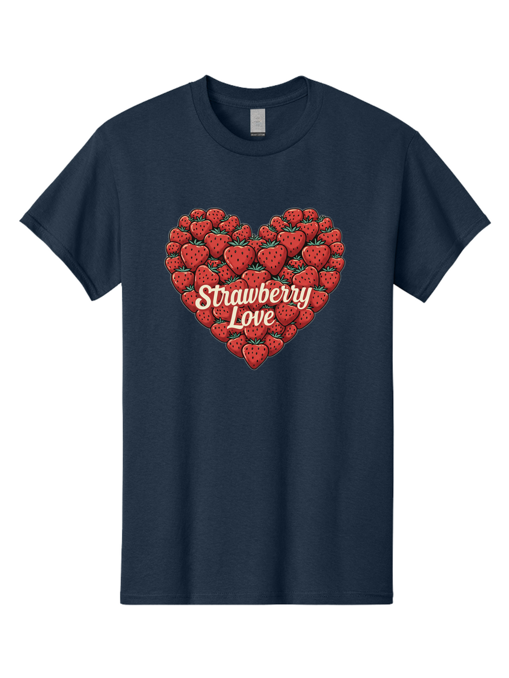 Strawberry-Love Men'S Graphic Tee, 100% Cotton, Comfortable Casual Summer Wear, Machine Washable, Strawberry Heart, Fruit Love, Red Strawberries, Sweet Treats, Tasty Fruits, Summer Fruits, Heart-Shaped Strawberries, Strawberry Graphics Bac479