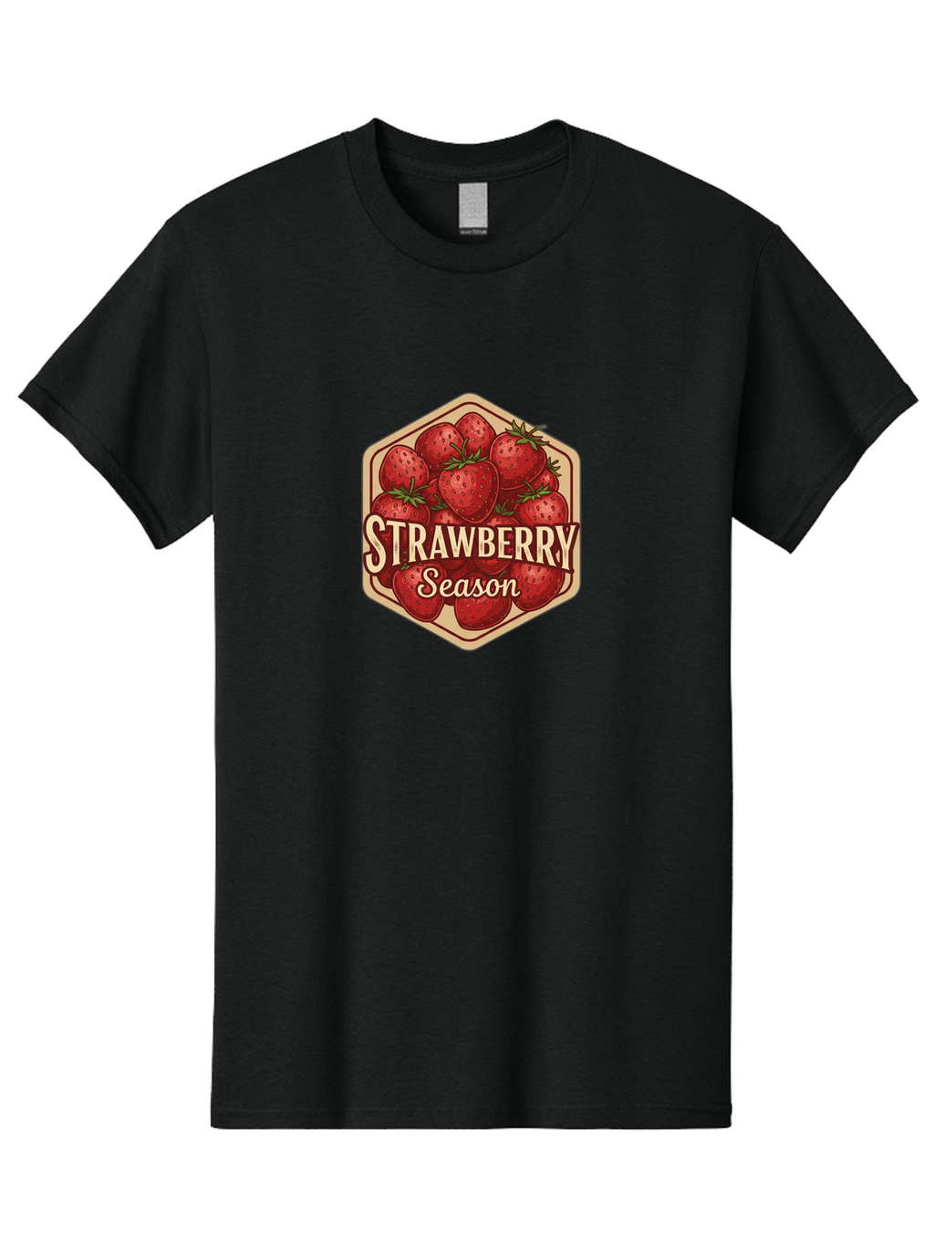 Strawberry-Season Men'S Graphic Tee, 100% Cotton, Comfortable Casual Summer Wear, Machine Washable, Strawberries, Strawberry Season, Fresh Fruit, Juicy Strawberries, Sweet Treats, Seasonal Produce, Summer Fruits, Vintage Label, Vintage Style Bac484