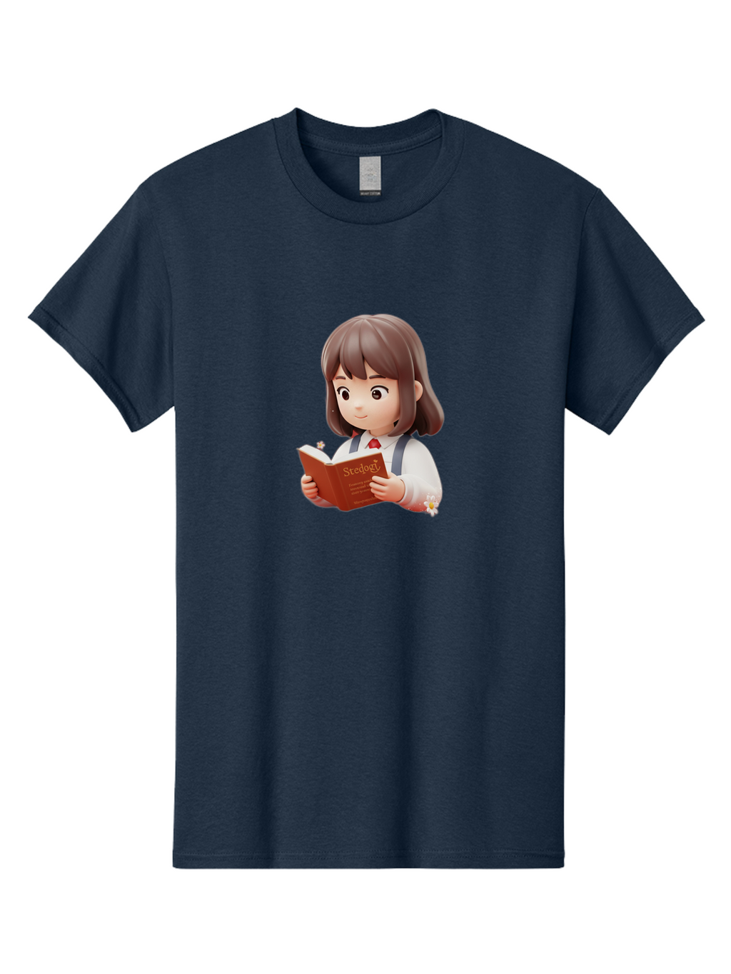 Student-Reading-Study Men'S Graphic Tee, 100% Cotton, Comfortable Casual Summer Wear, Machine Washable, Cartoon Girl Reading, Study Materials, Education Concept, Learning Resources, Student Character, Study Book, Knowledge Acquisition Bac496